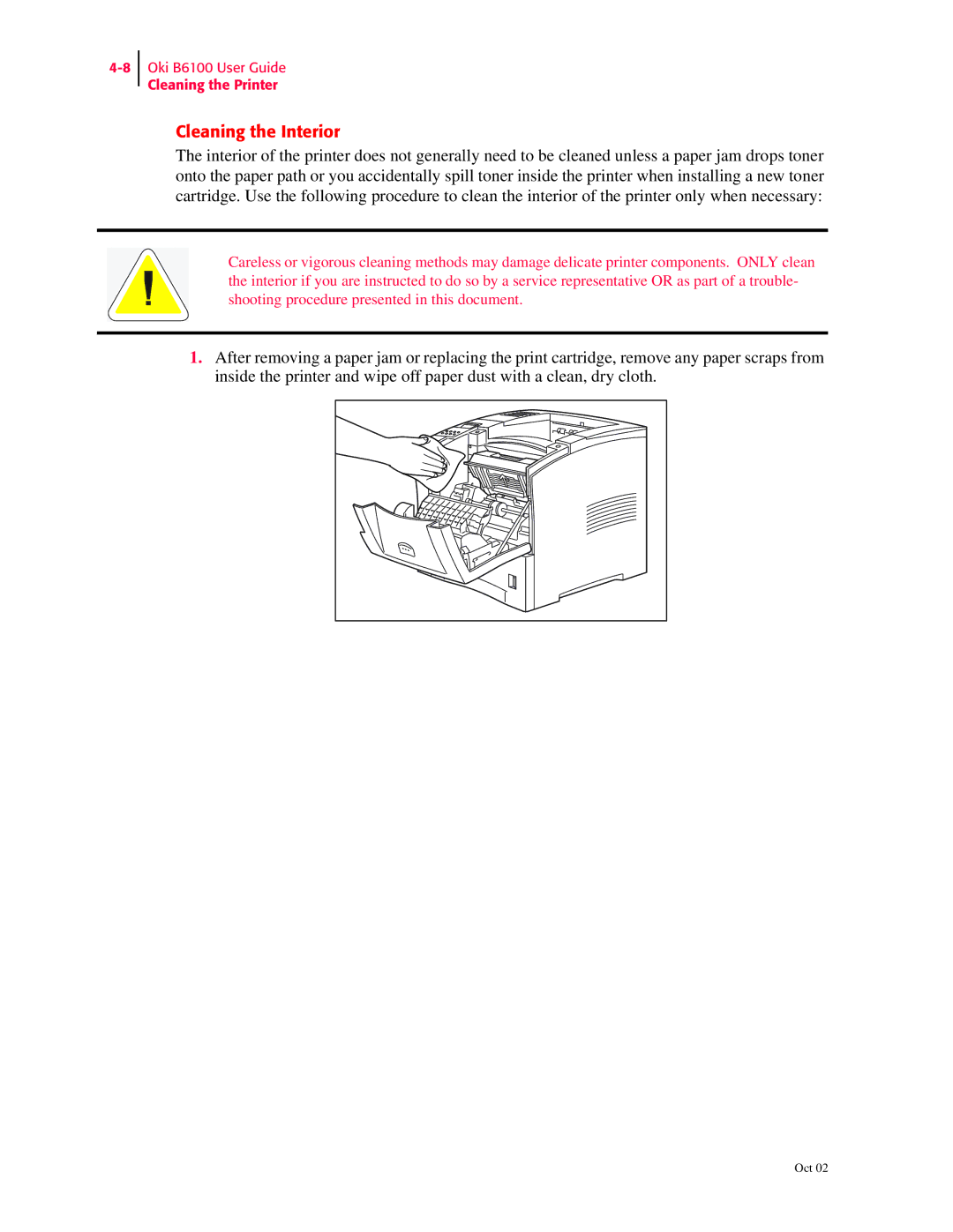 Oki 6100 manual Cleaning the Interior 