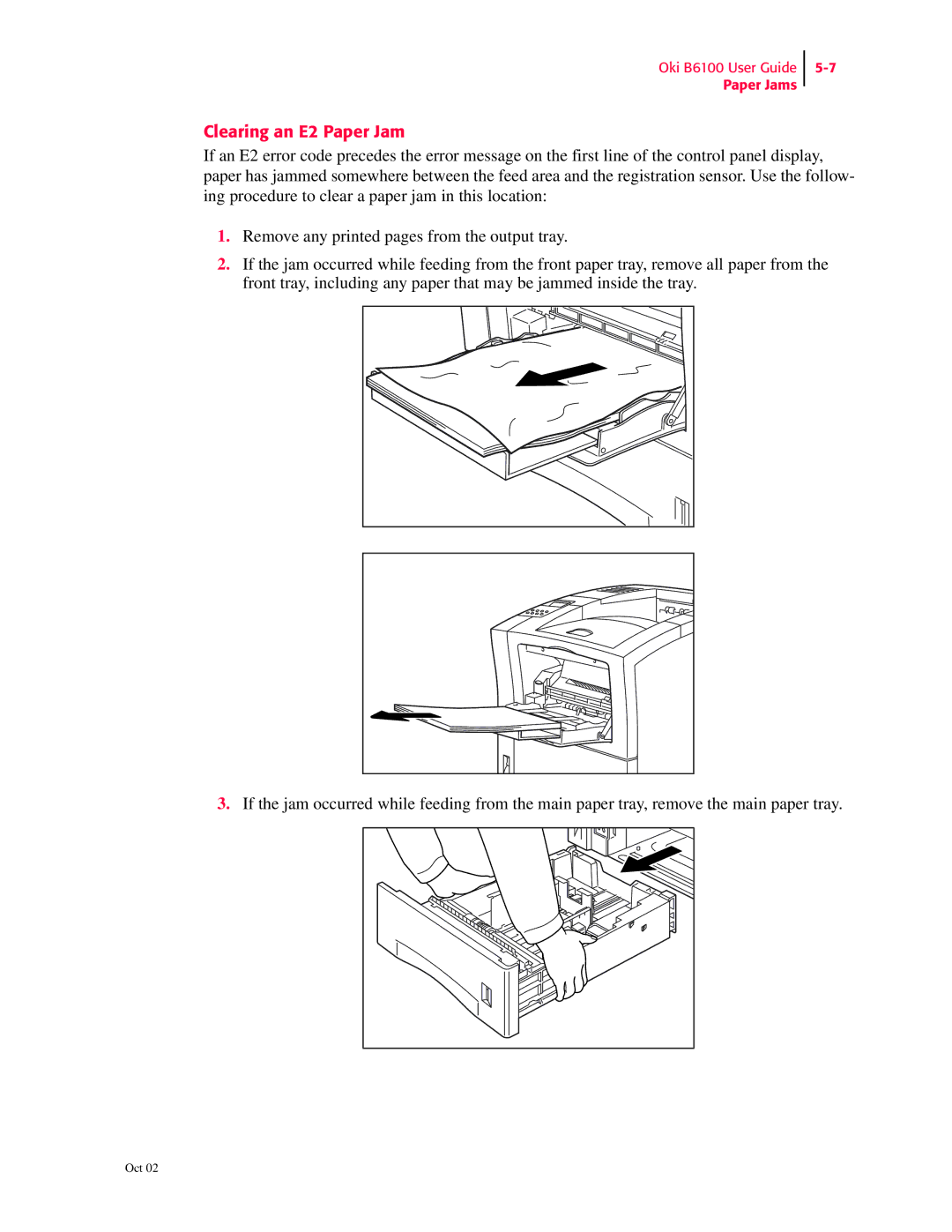 Oki 6100 manual Clearing an E2 Paper Jam 