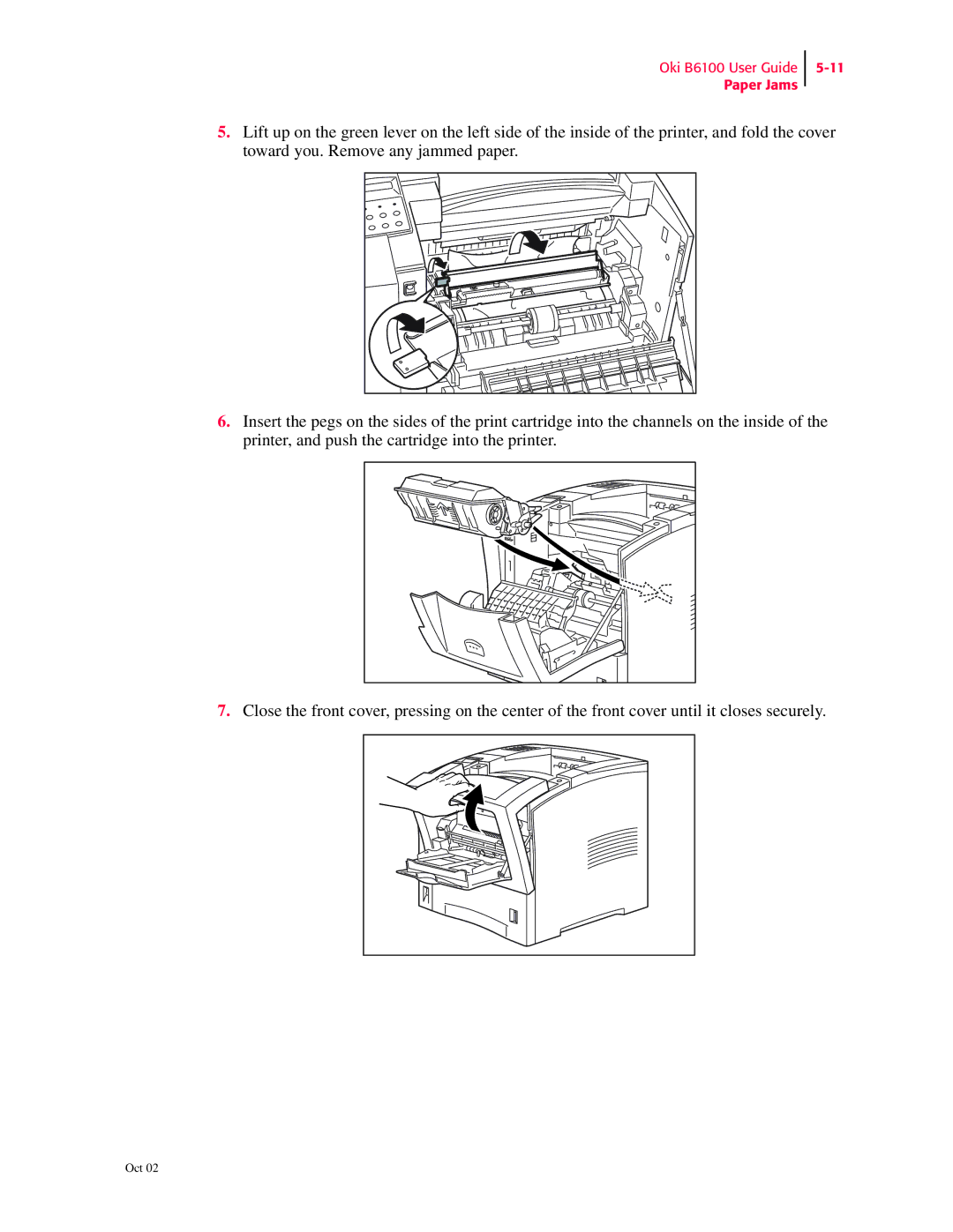 Oki manual Oki B6100 User Guide Paper Jams 