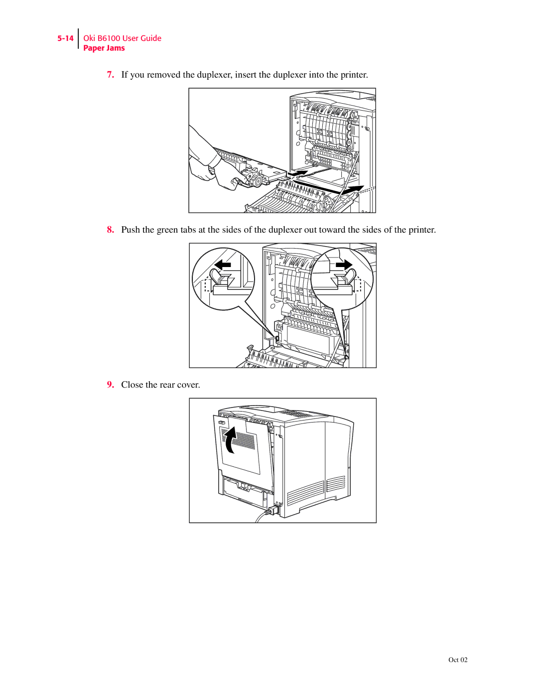 Oki manual Oki B6100 User Guide Paper Jams 