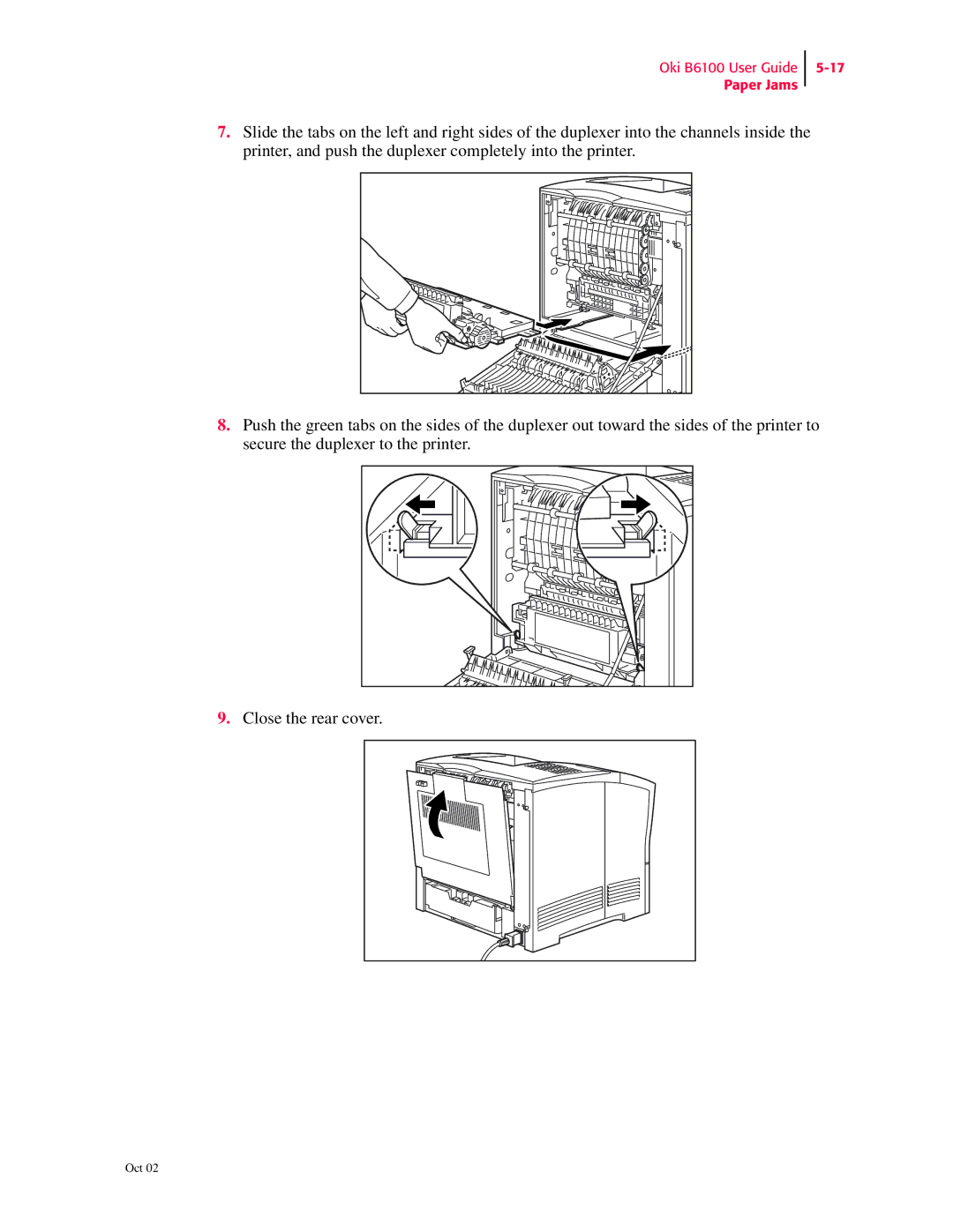 Oki manual Oki B6100 User Guide Paper Jams 