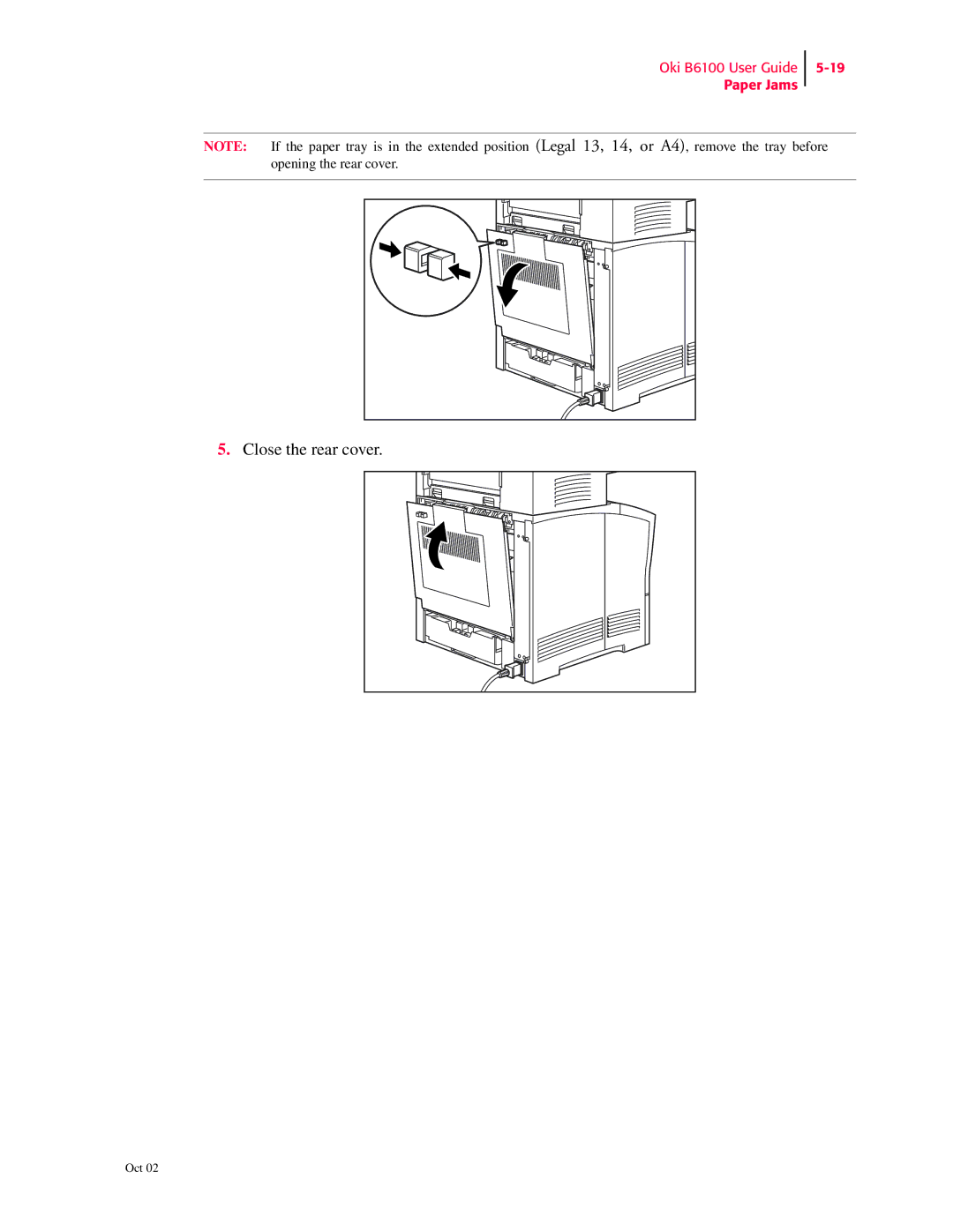 Oki 6100 manual Close the rear cover 