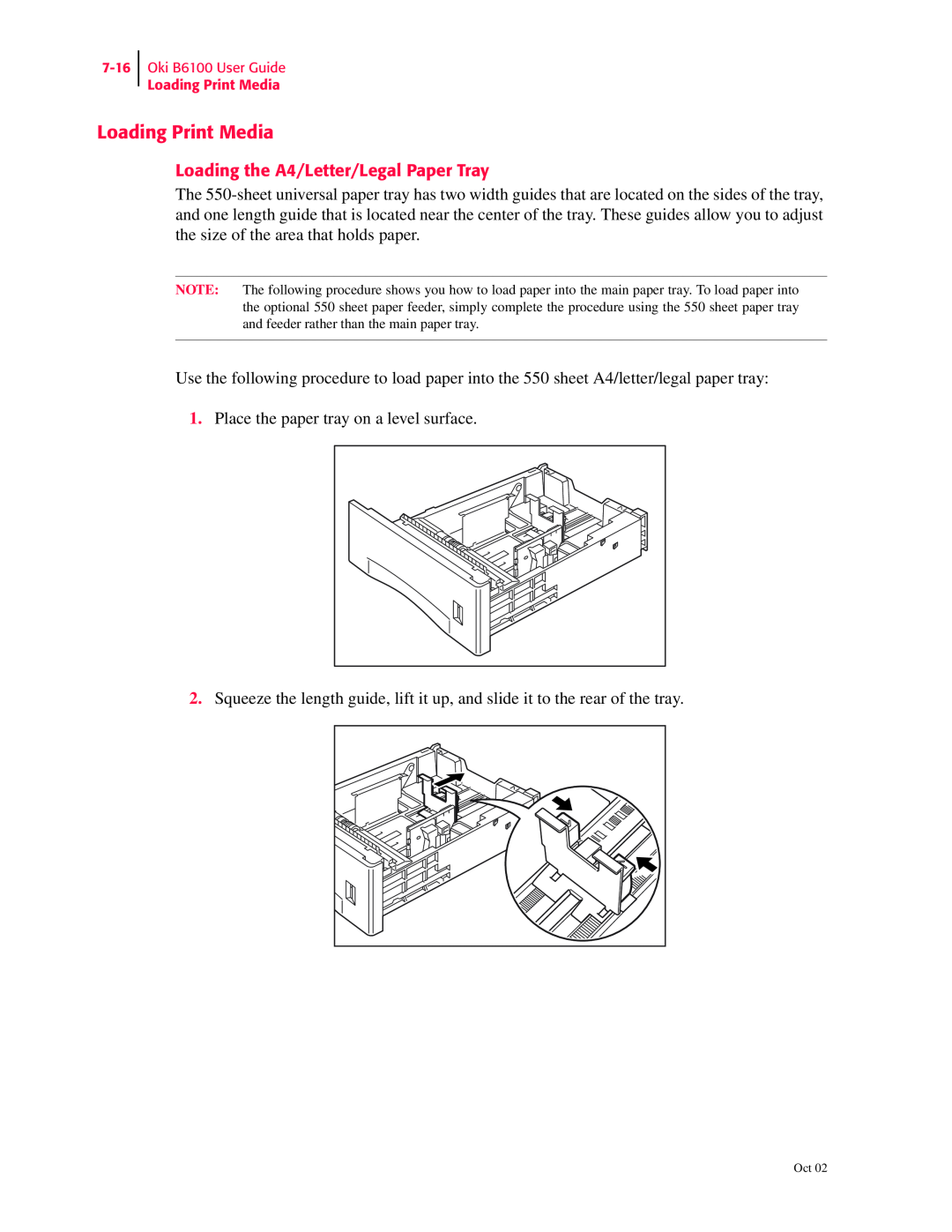 Oki 6100 manual Loading Print Media, Loading the A4/Letter/Legal Paper Tray 