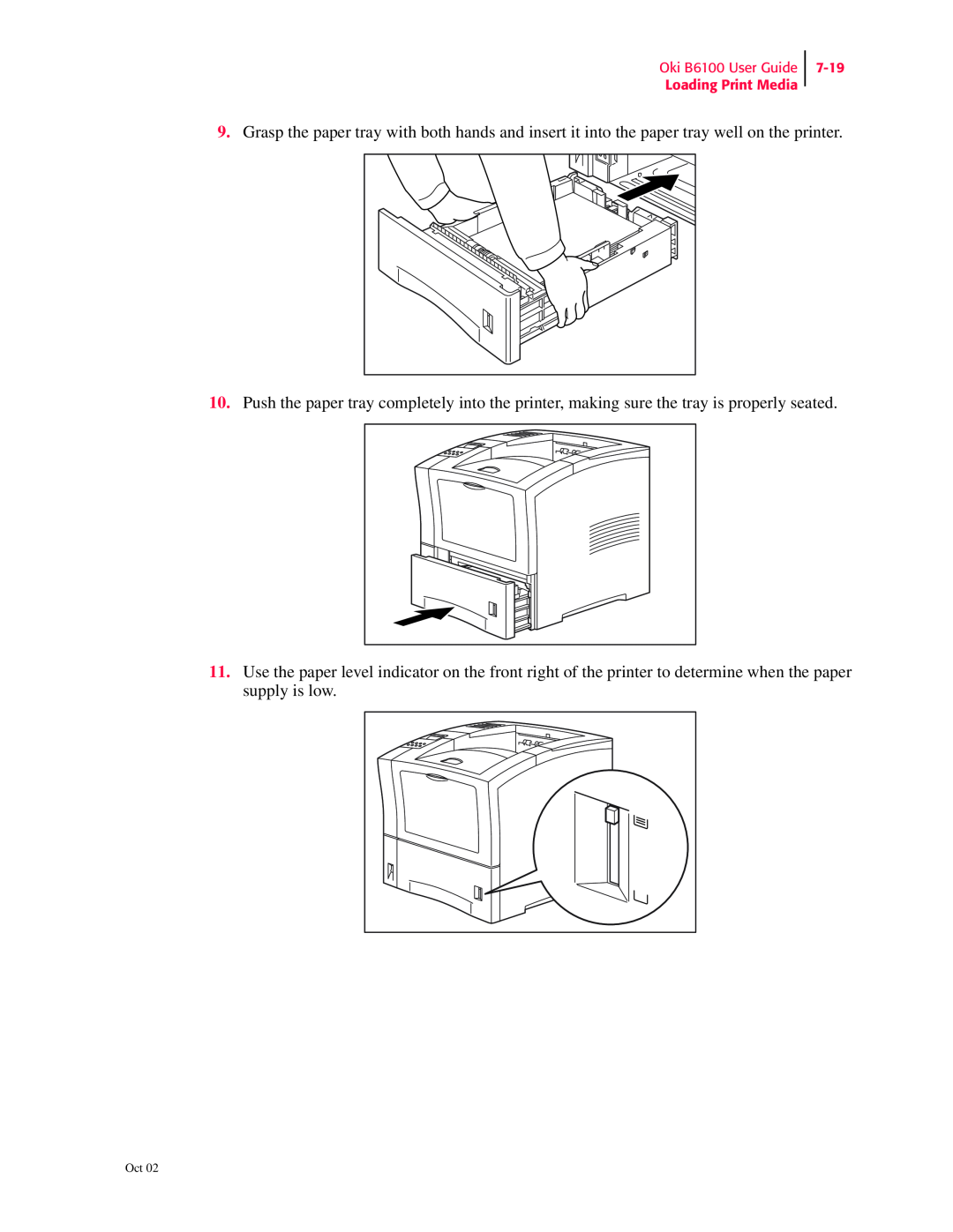 Oki manual Oki B6100 User Guide Loading Print Media, 7-19 