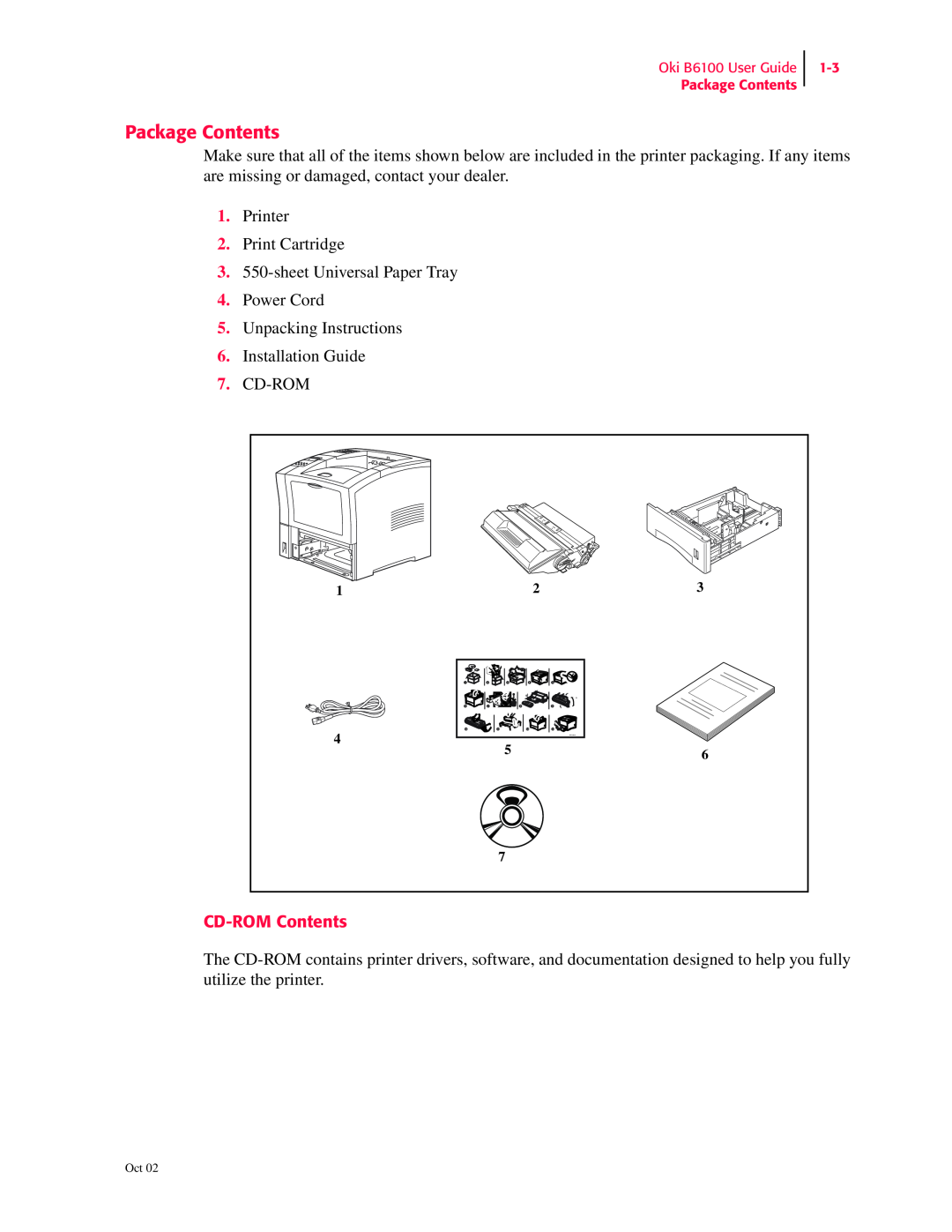 Oki 6100 manual Package Contents, CD-ROM Contents 