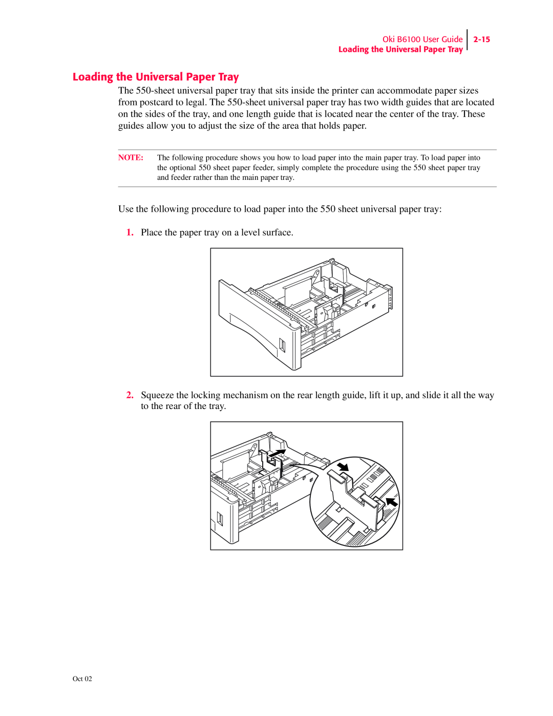 Oki 6100 manual Loading the Universal Paper Tray 