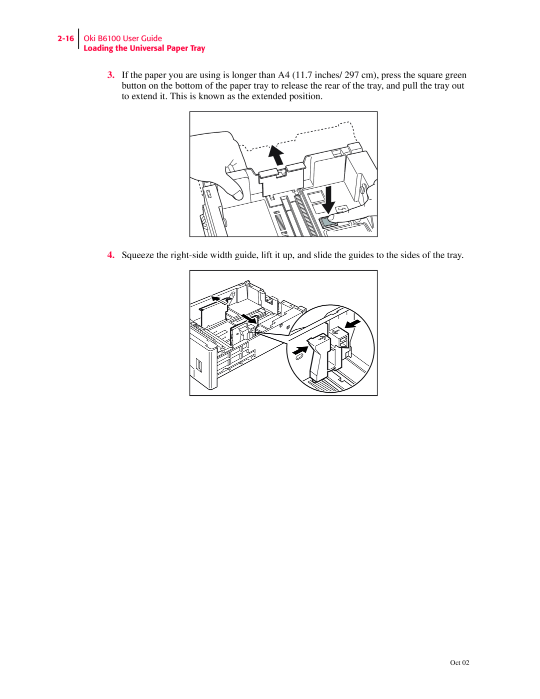 Oki manual Oki B6100 User Guide Loading the Universal Paper Tray 