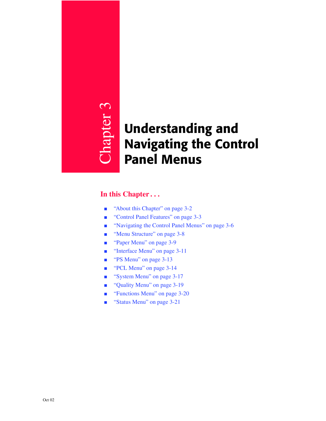 Oki 6100 manual Understanding and Navigating the Control Panel Menus, In this Chapter 