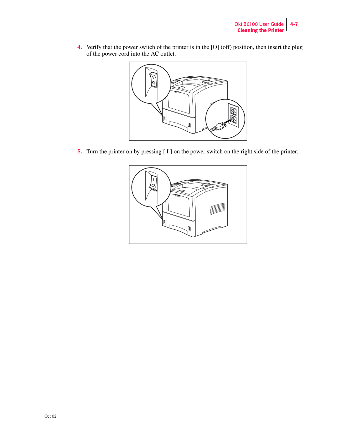 Oki manual Oki B6100 User Guide Cleaning the Printer 