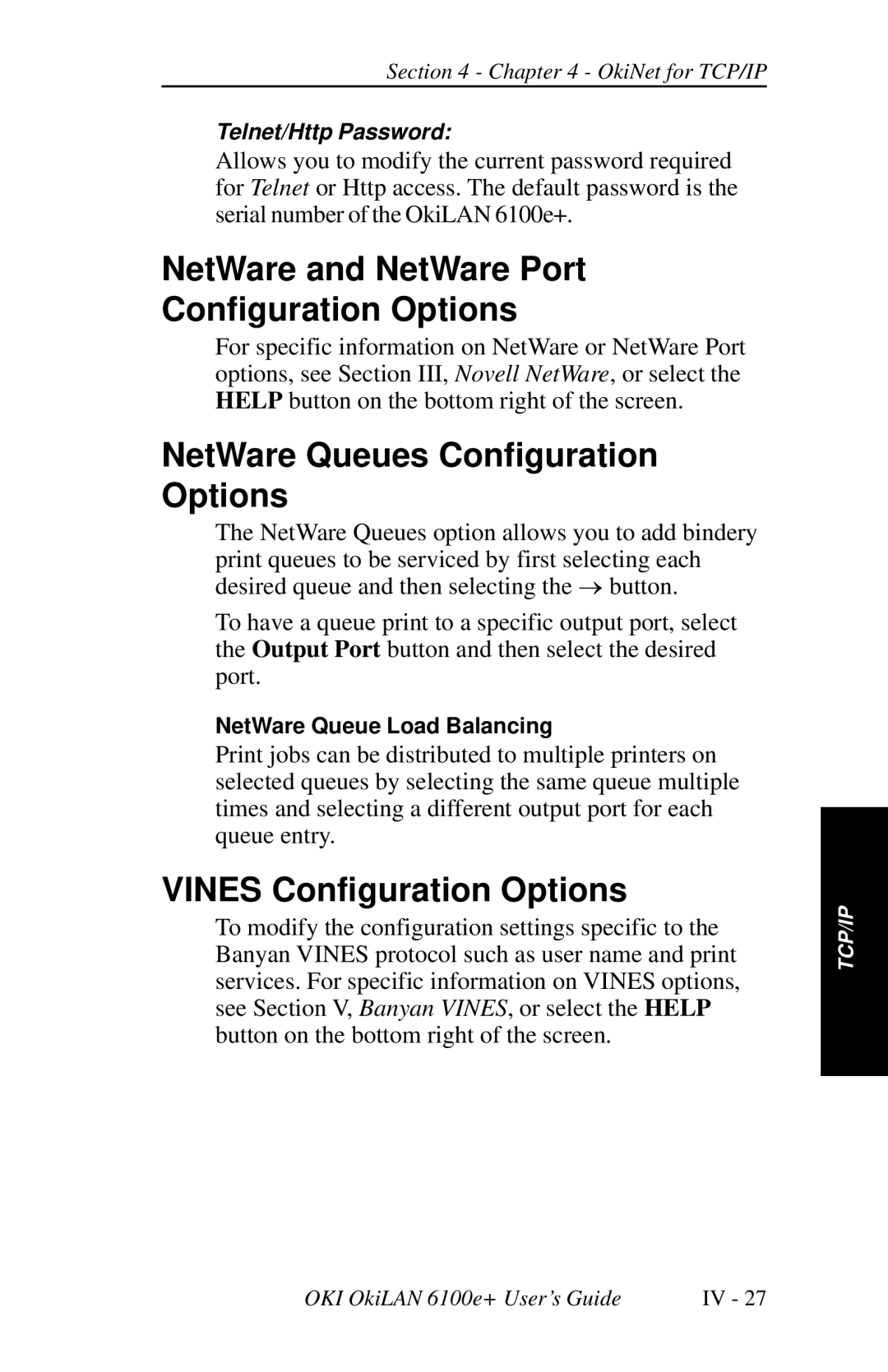 Oki 6100E+ manual NetWare and NetWare Port Configuration Options, NetWare Queues Configuration Options 