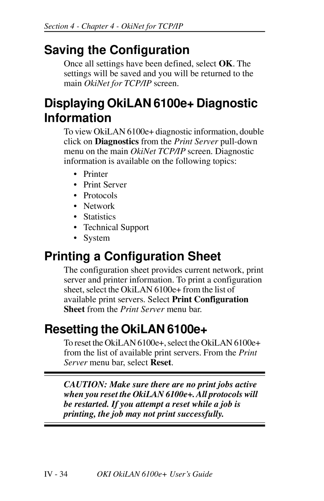 Oki 6100E+ manual Saving the Configuration 