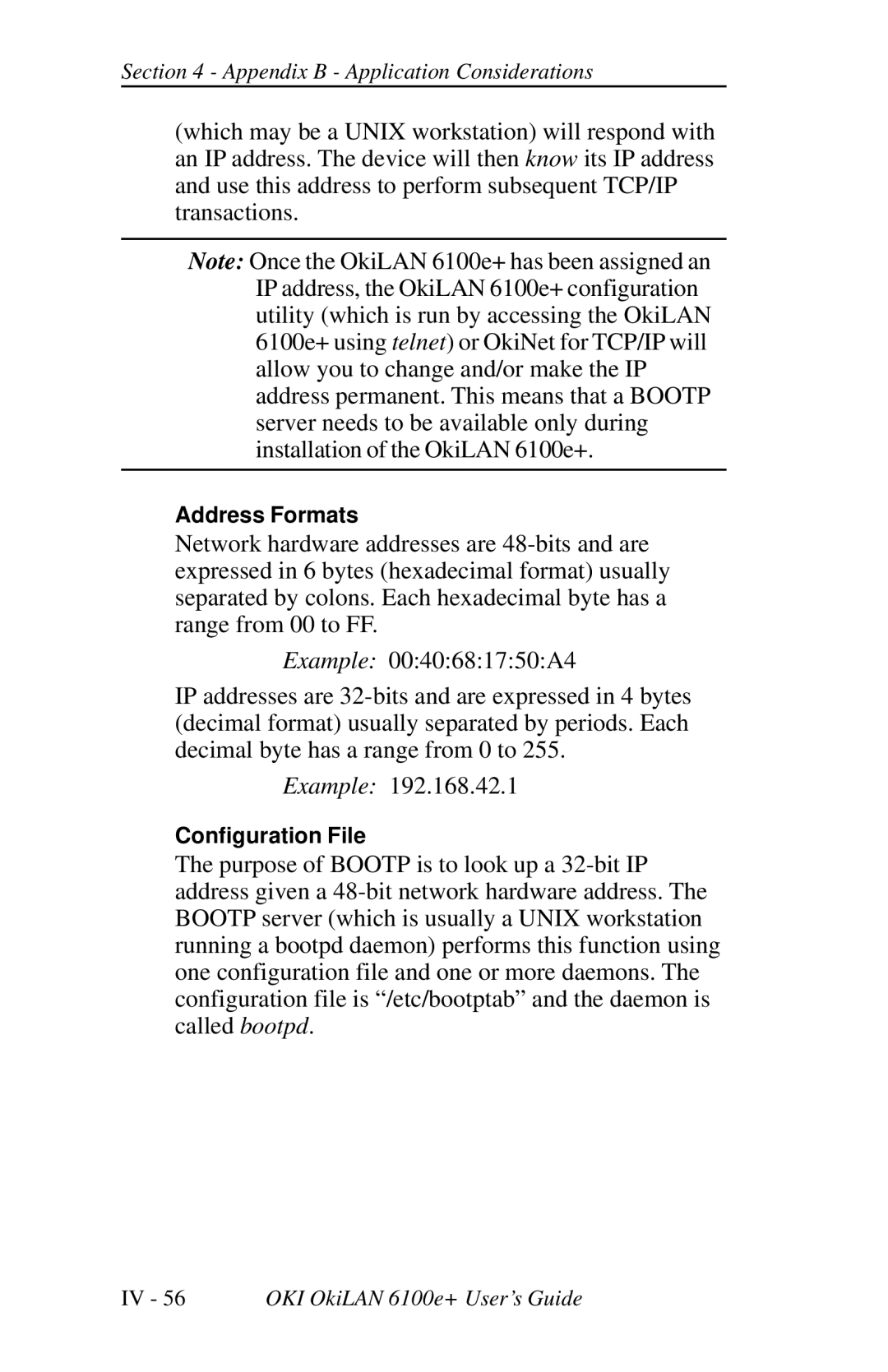 Oki 6100E+ manual Address Formats 