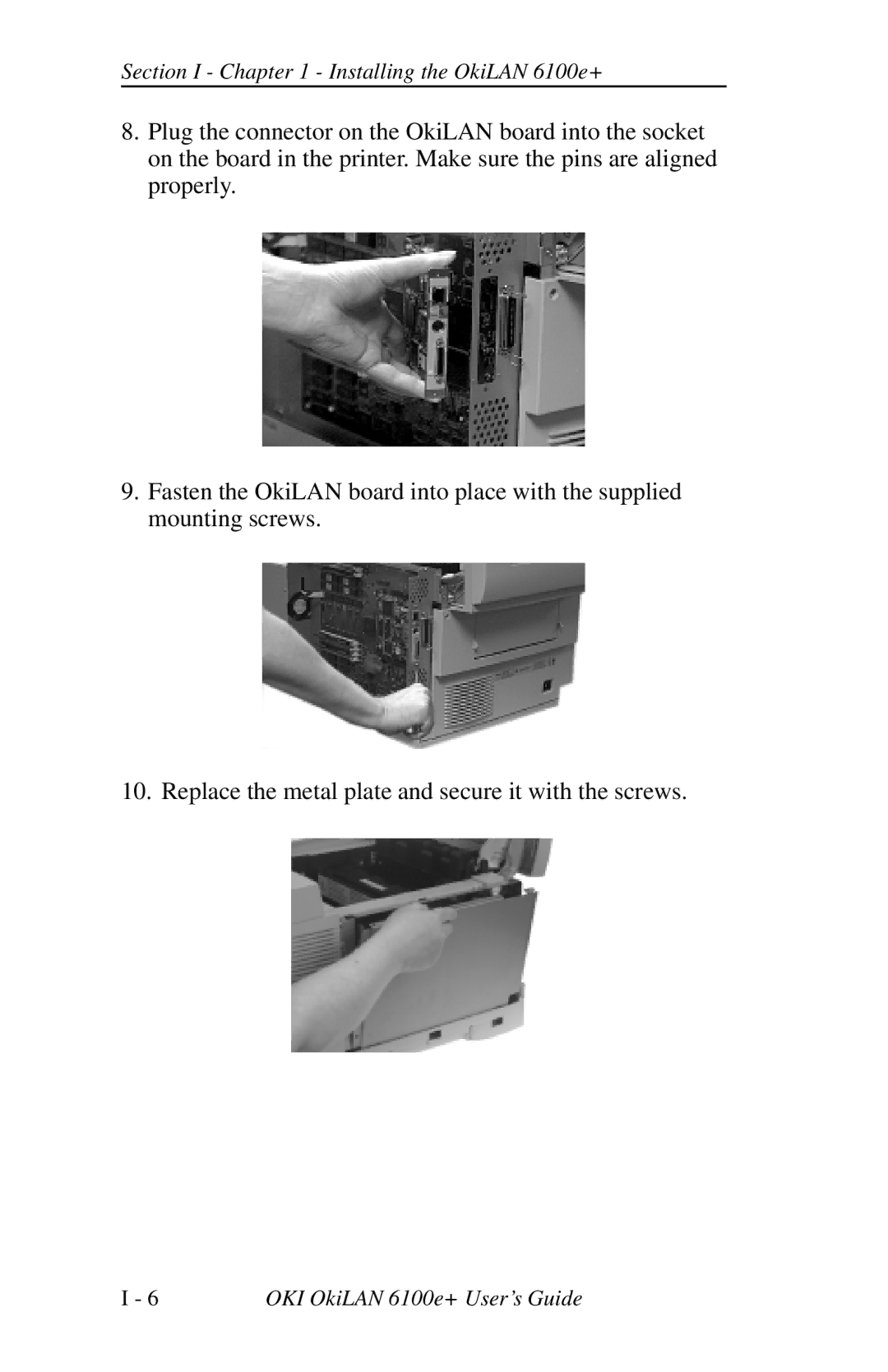 Oki 6100E+ manual Section I Installing the OkiLAN 6100e+ 