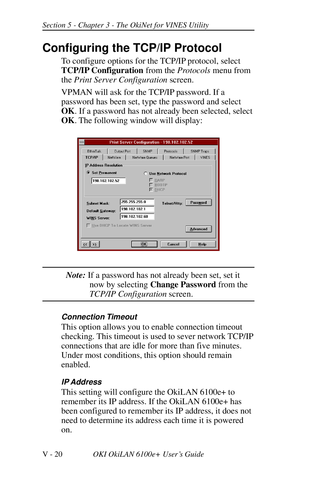 Oki 6100E+ manual Configuring the TCP/IP Protocol 