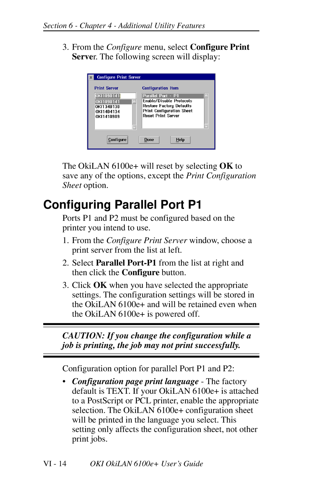 Oki 6100E+ manual Configuring Parallel Port P1 