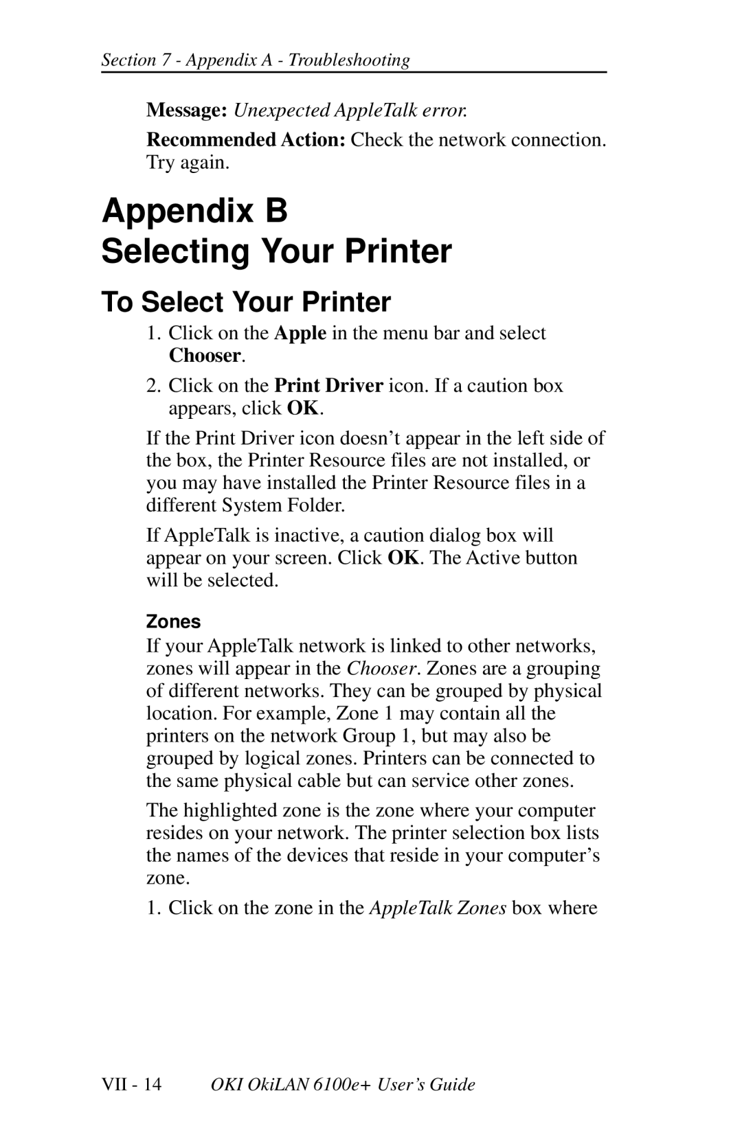 Oki 6100E+ manual Appendix B Selecting Your Printer, To Select Your Printer 