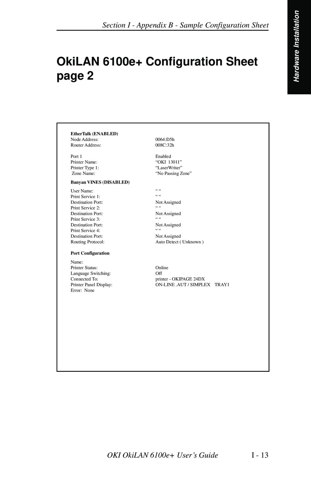 Oki 6100E+ manual EtherTalk Enabled 