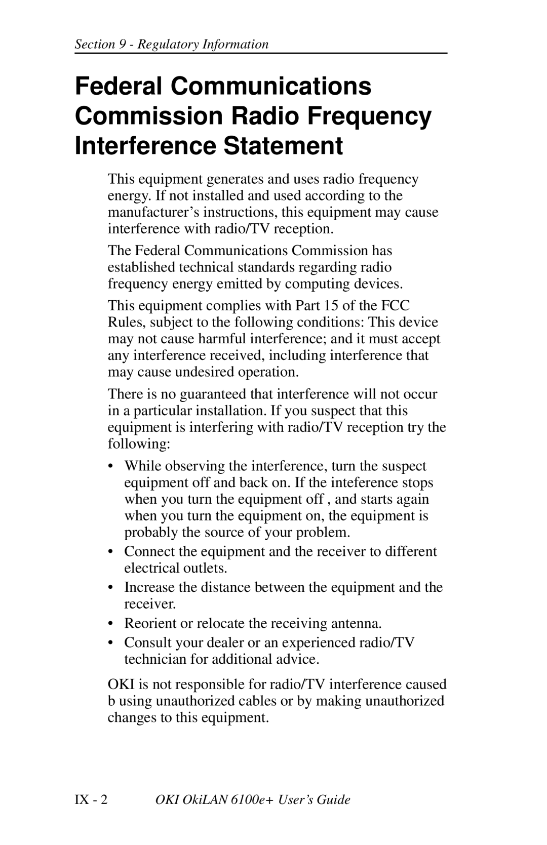 Oki 6100E+ manual Regulatory Information 