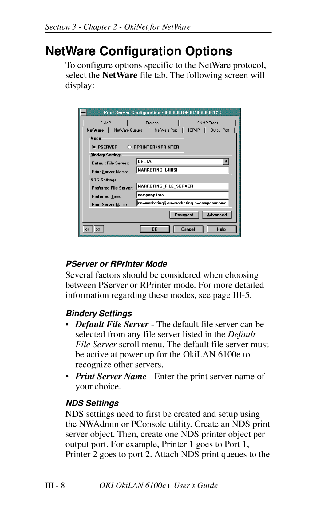 Oki 6100E+ manual NetWare Configuration Options 