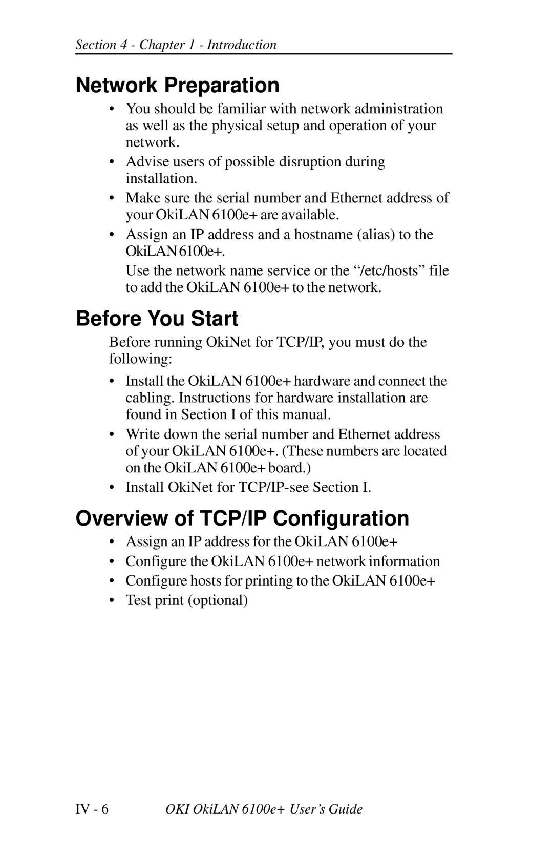 Oki 6100E+ manual Network Preparation, Overview of TCP/IP Configuration 