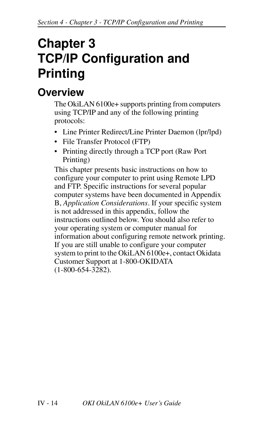 Oki 6100E+ manual Chapter TCP/IP Configuration Printing, Overview 