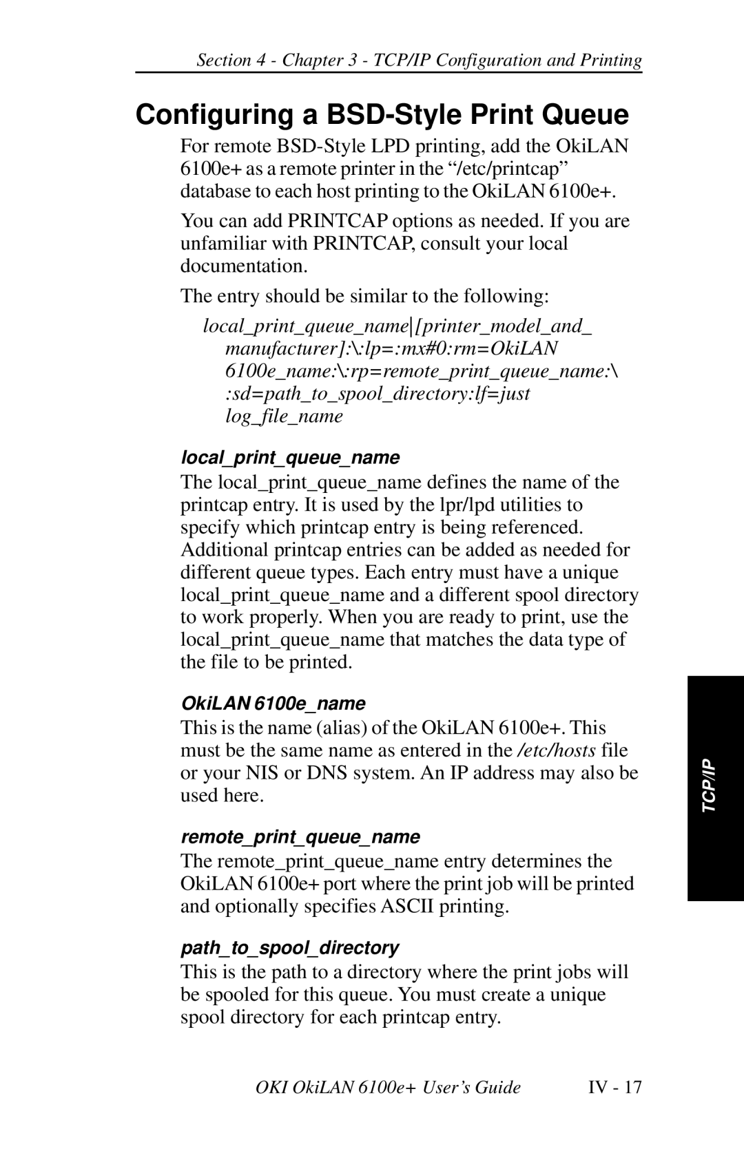 Oki 6100E+ manual Configuring a BSD-Style Print Queue 