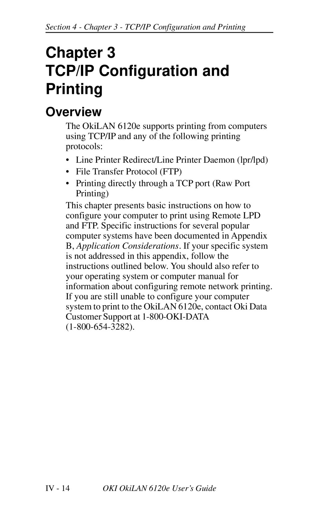 Oki 6120E manual Chapter TCP/IP Configuration Printing, Overview 