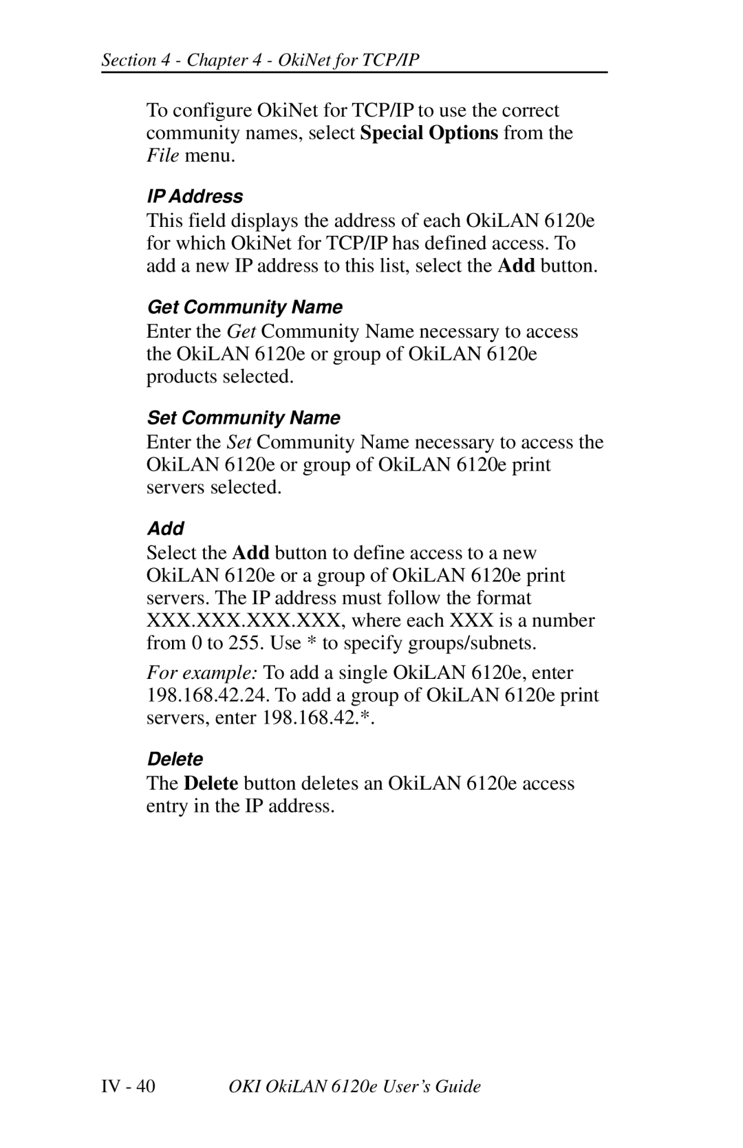 Oki 6120E manual IP Address 