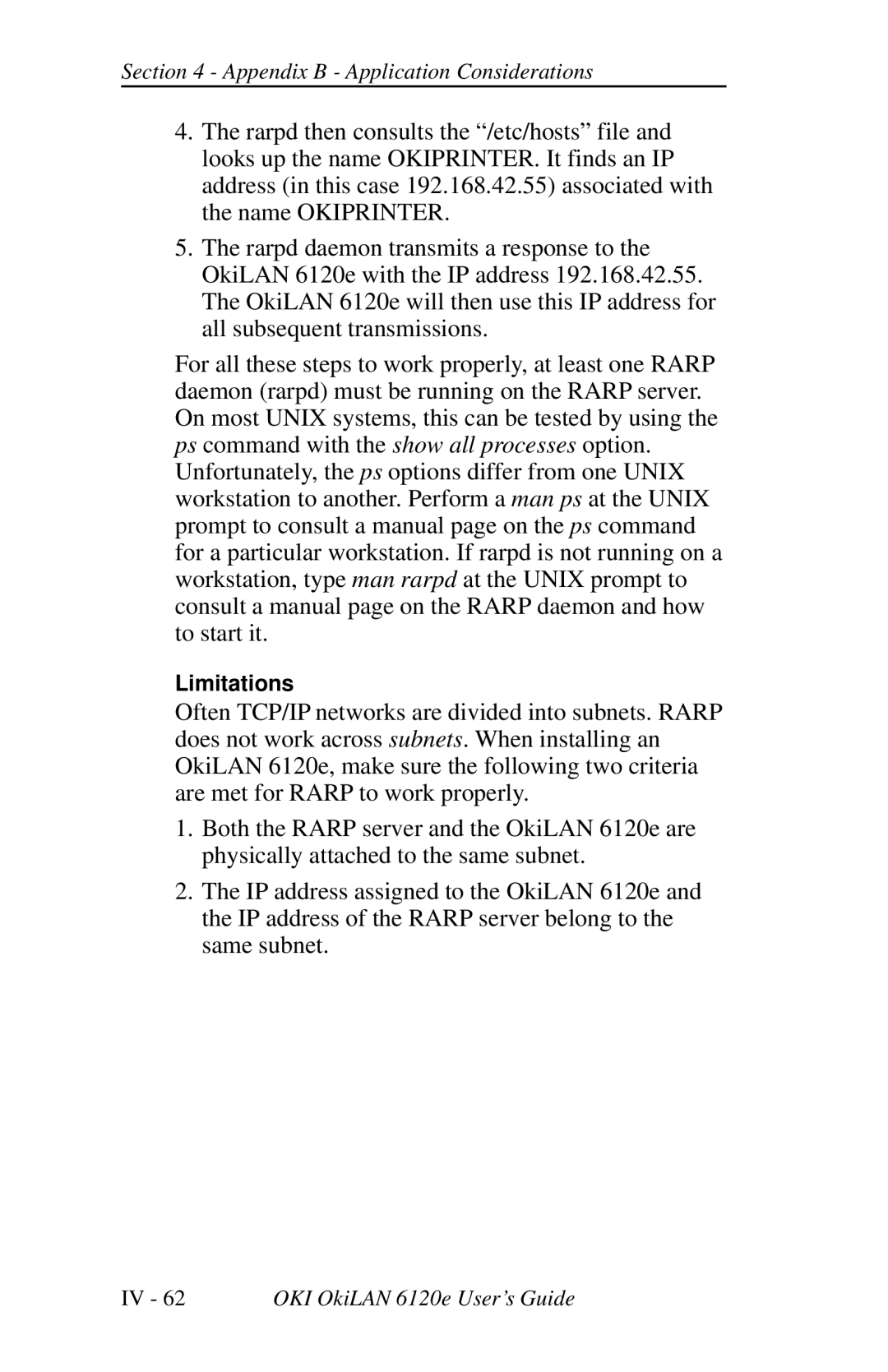 Oki 6120E manual Limitations 