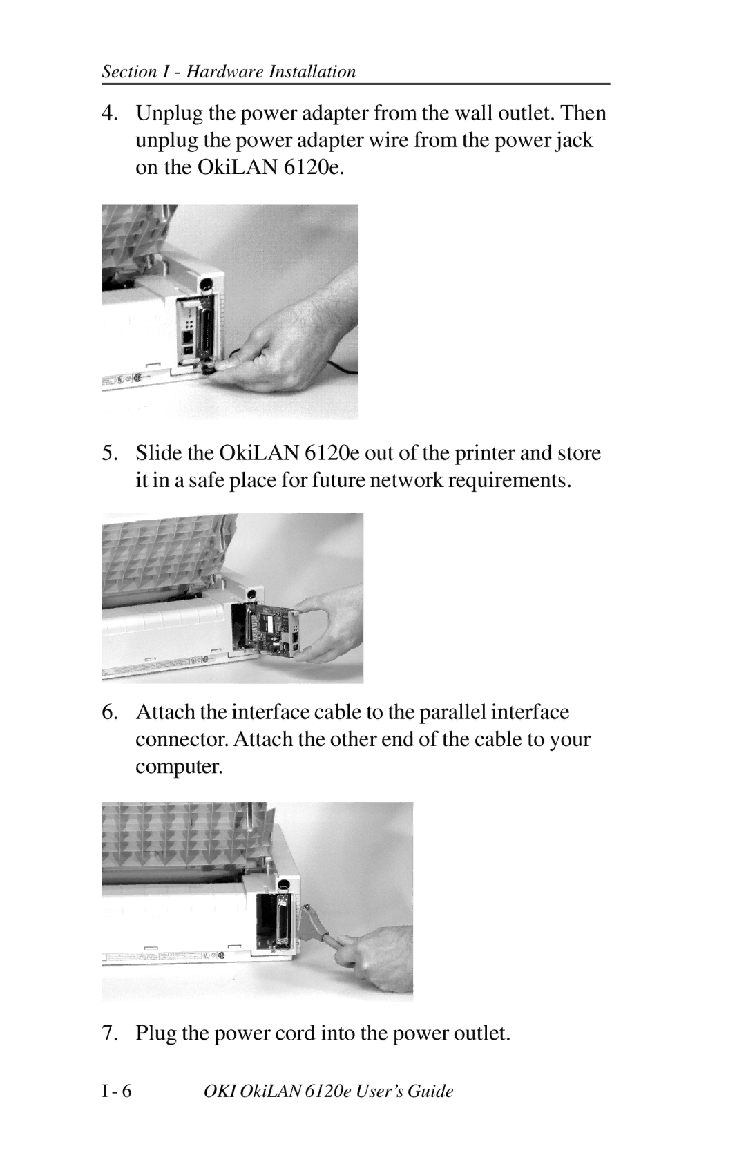 Oki 6120E manual Section I Hardware Installation 