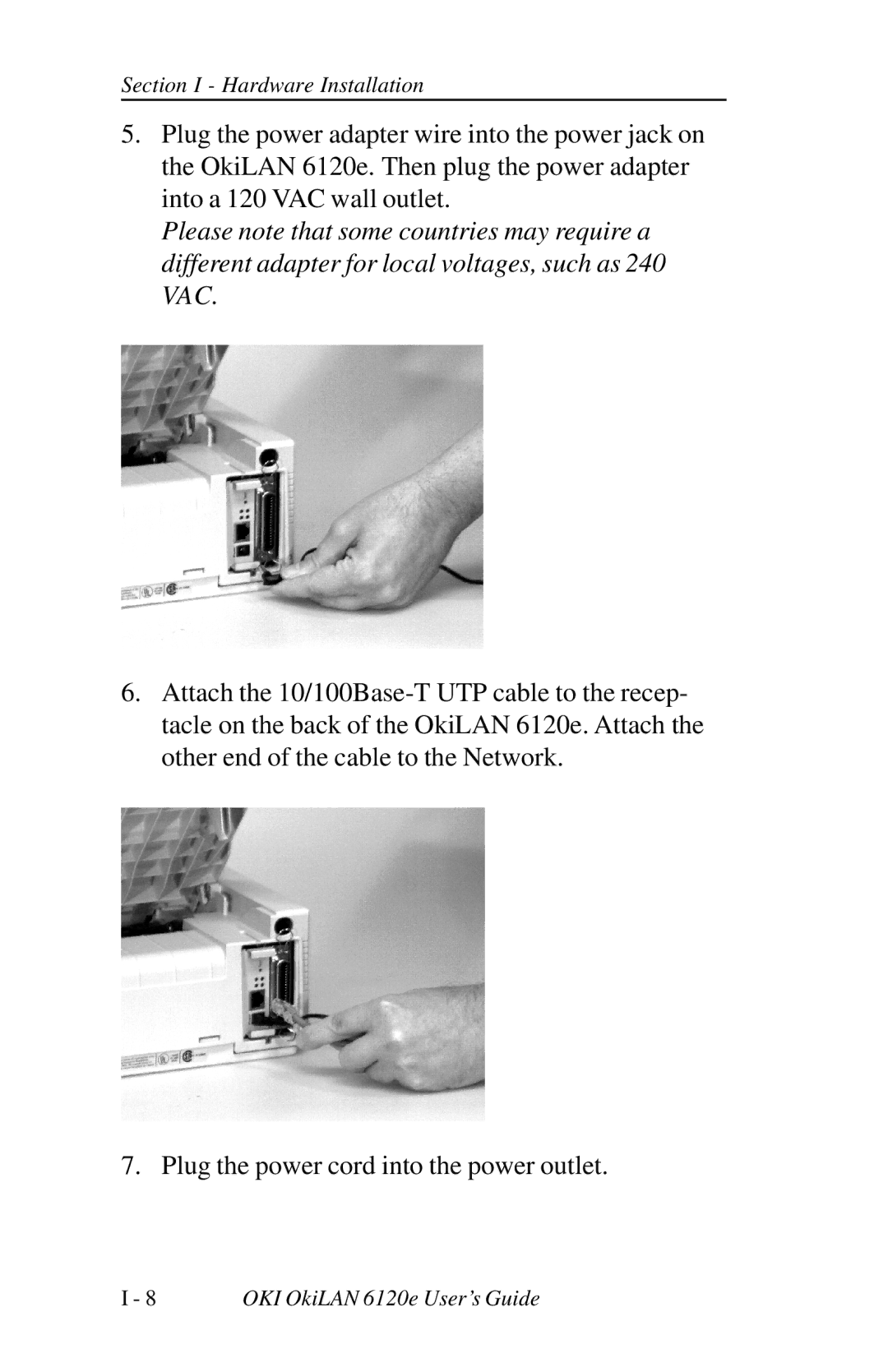 Oki 6120E manual Section I Hardware Installation 