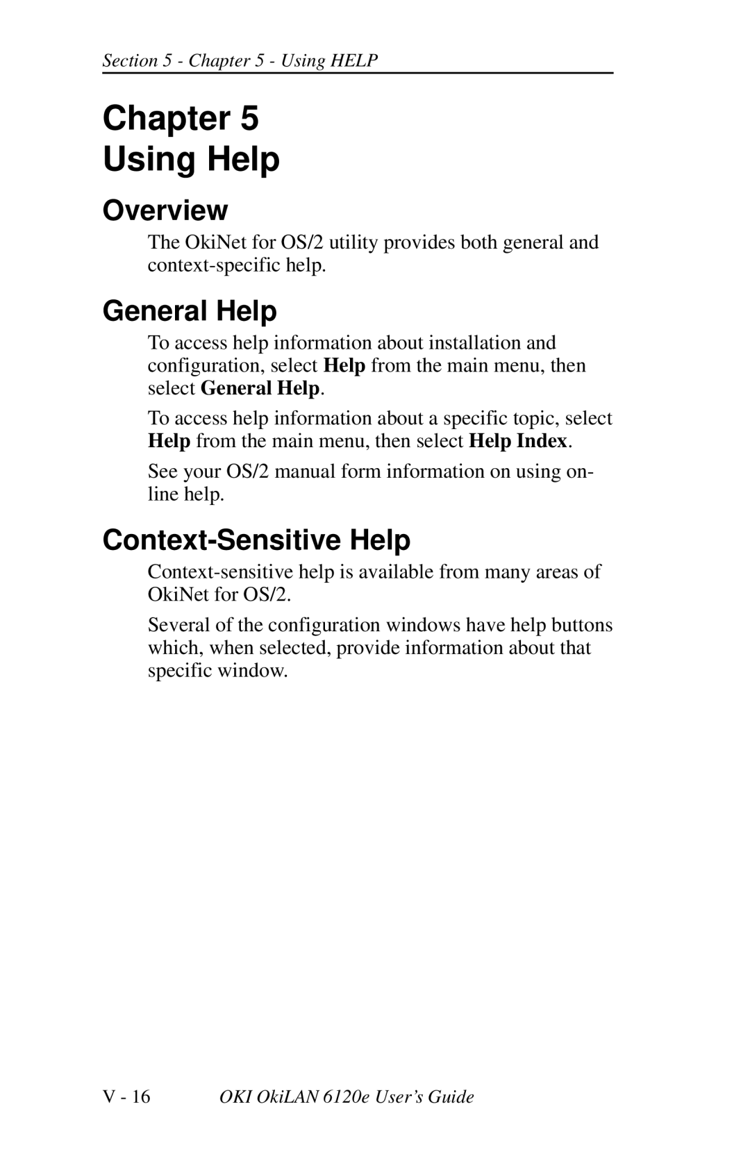 Oki 6120E manual Chapter Using Help, General Help, Context-Sensitive Help 