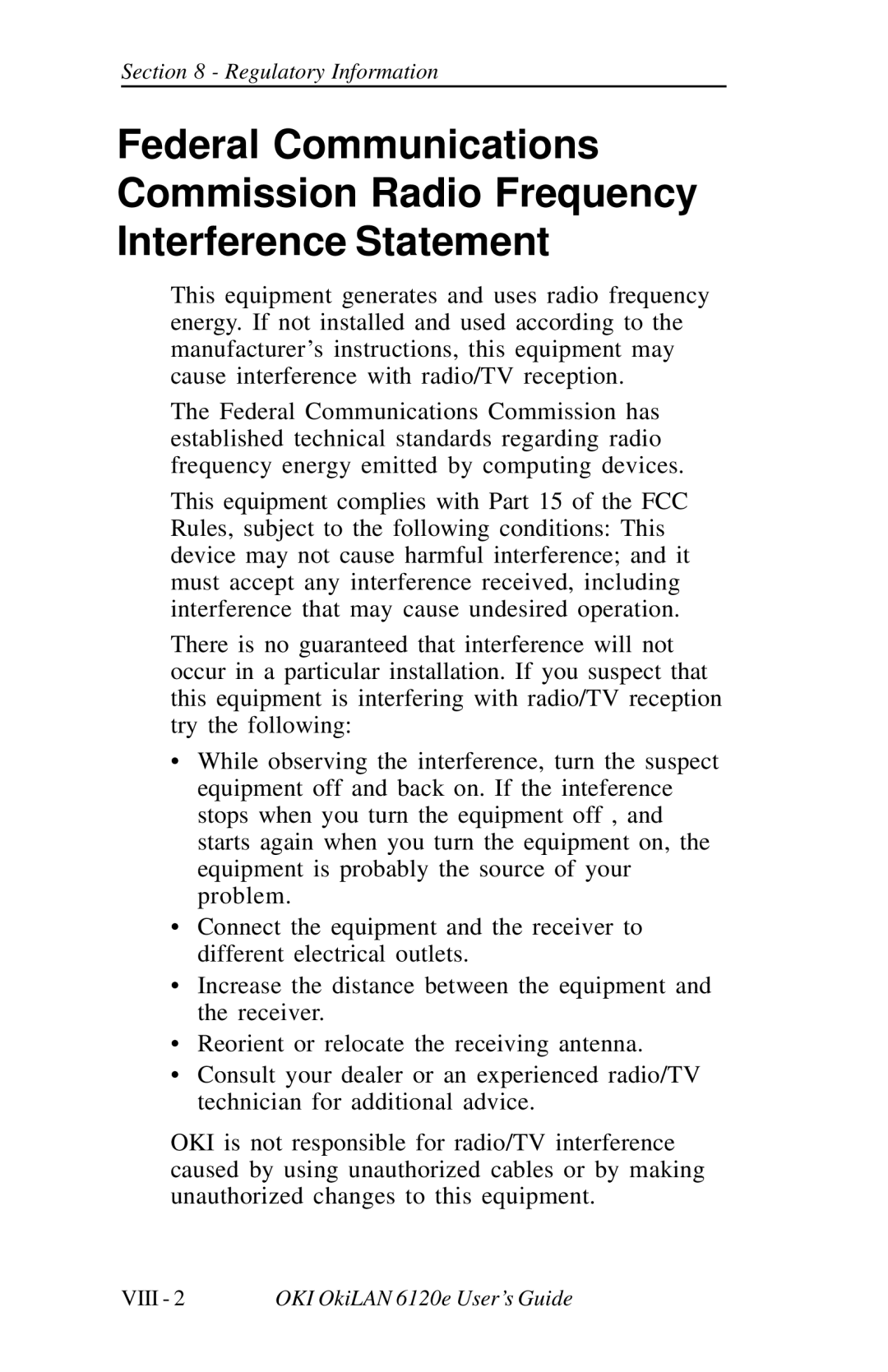 Oki 6120E manual Regulatory Information 