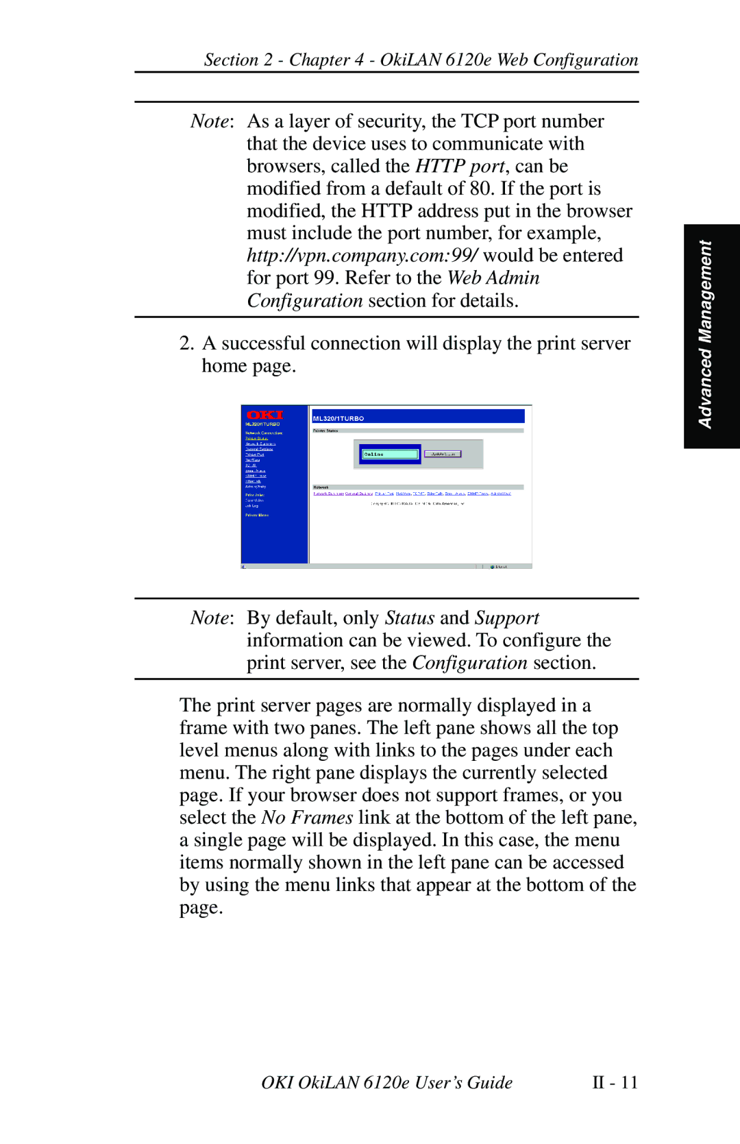 Oki 6120E manual OkiLAN 6120e Web Configuration 