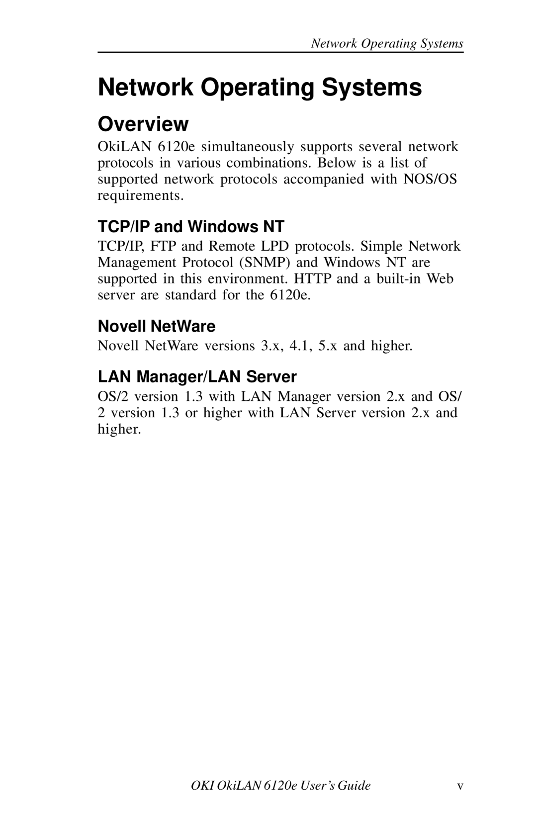 Oki 6120E manual Network Operating Systems, Overview 