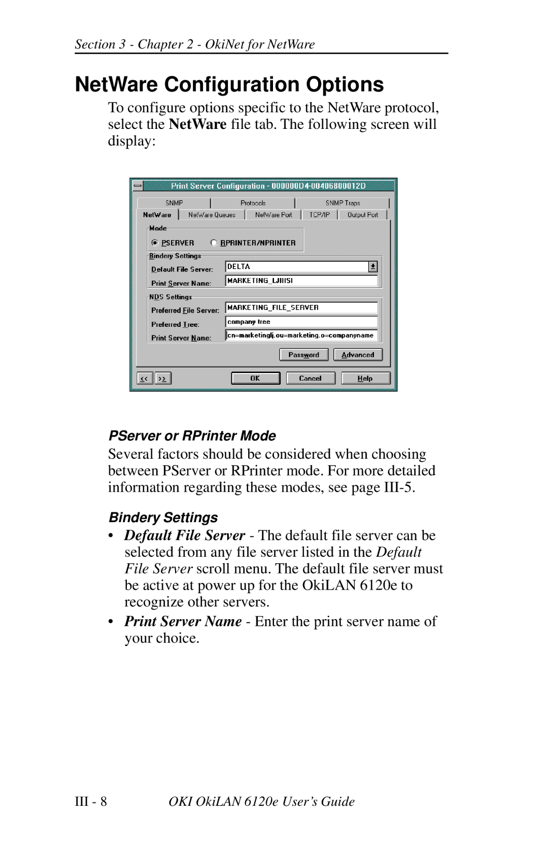 Oki 6120E manual NetWare Configuration Options 