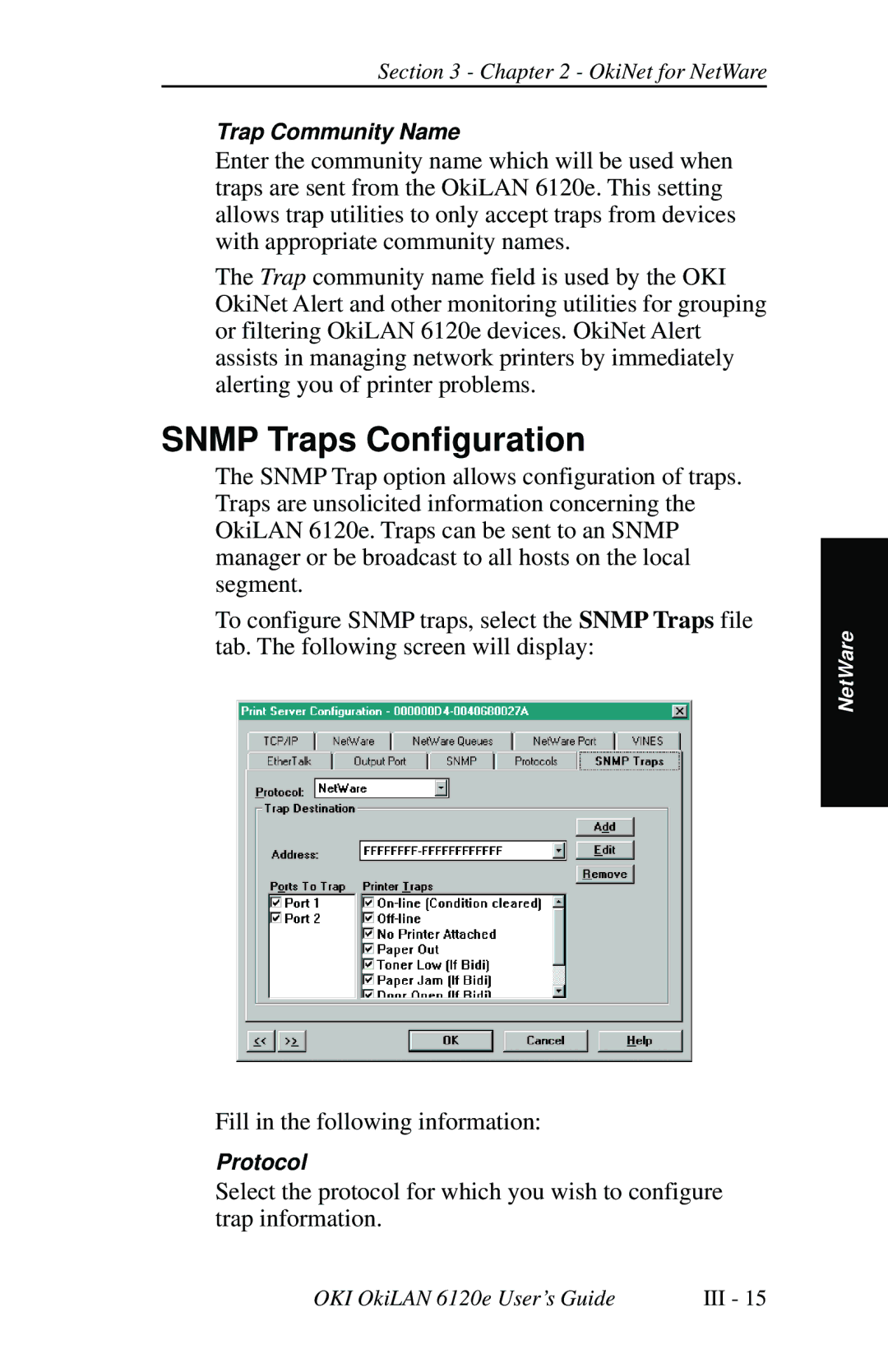 Oki 6120E manual Snmp Traps Configuration 