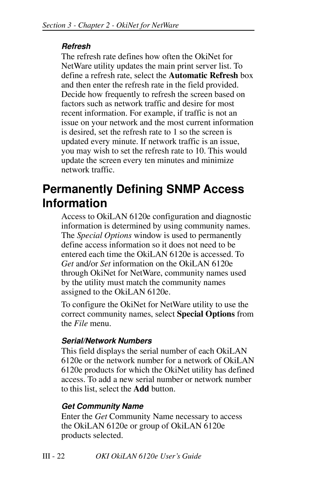 Oki 6120E manual Permanently Defining Snmp Access Information 