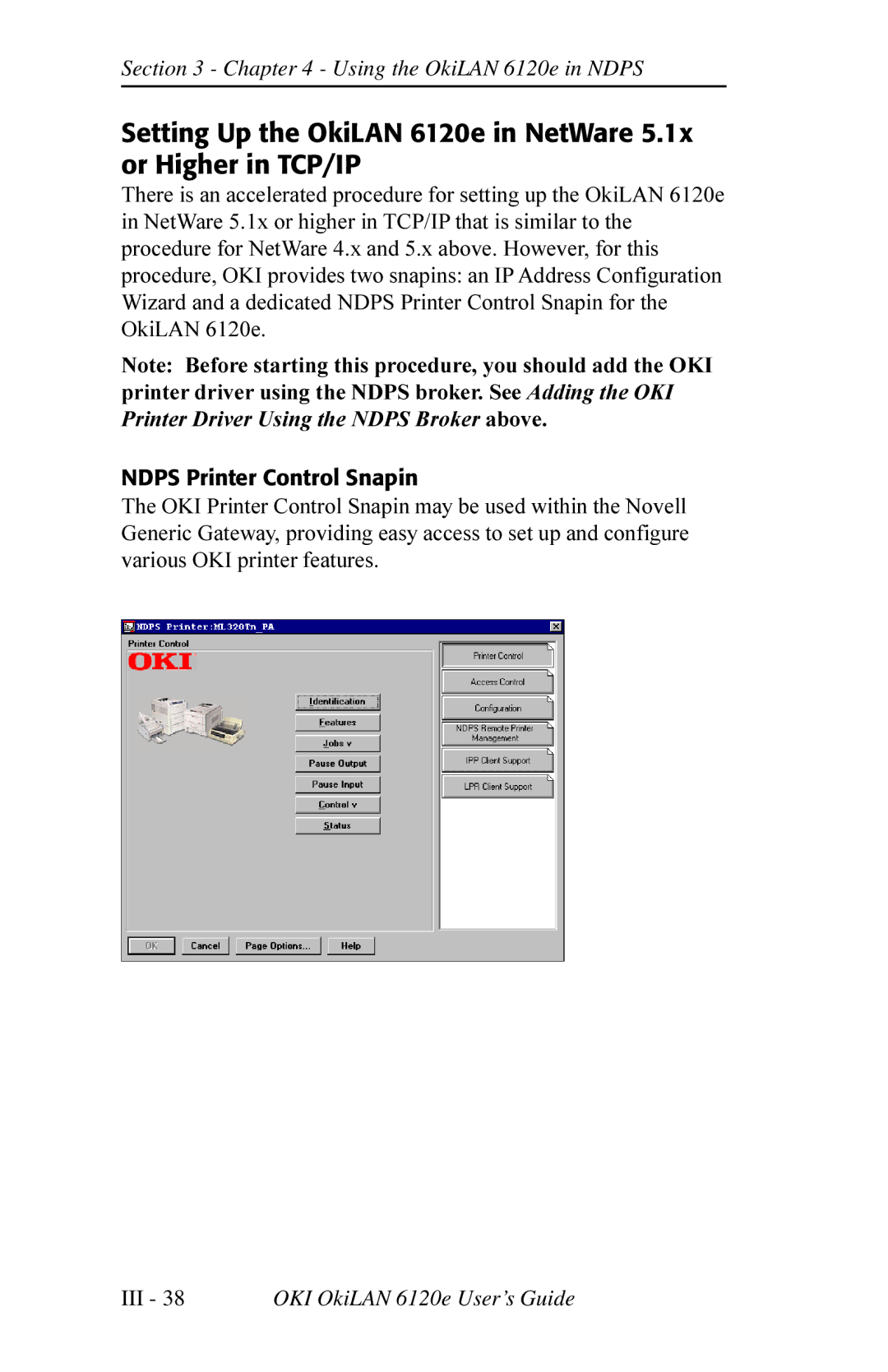 Oki 6120E manual Using the OkiLAN 6120e in Ndps 