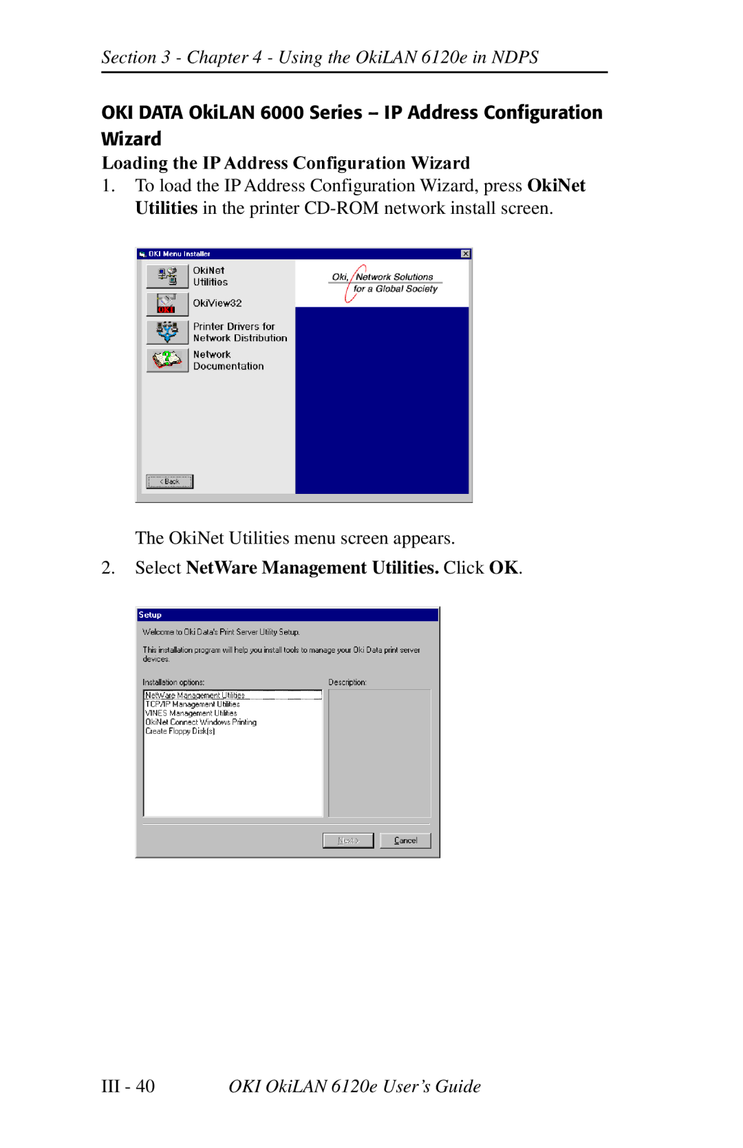 Oki 6120E manual Loading the IP Address Configuration Wizard 