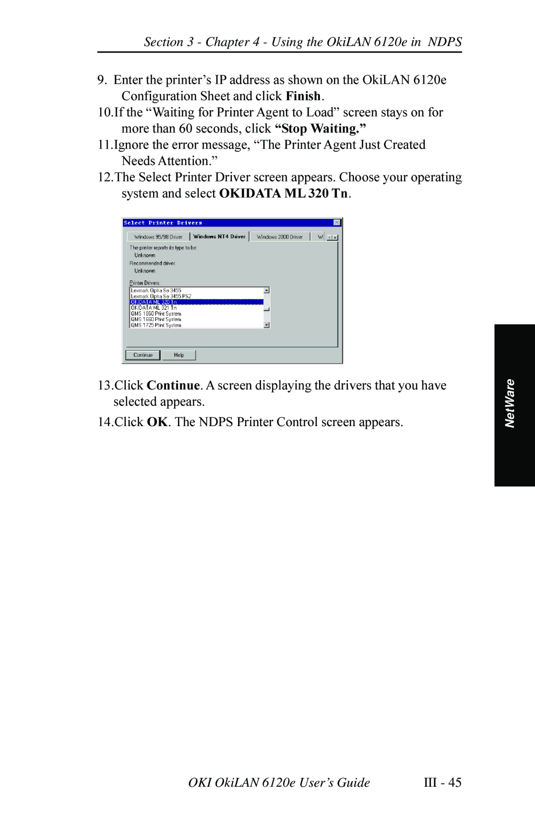 Oki 6120E manual Using the OkiLAN 6120e in Ndps 