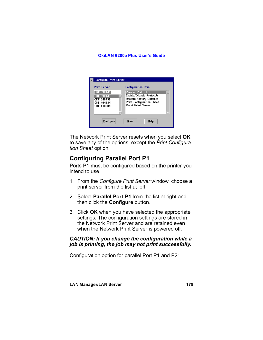 Oki 6200E manual Configuring Parallel Port P1 