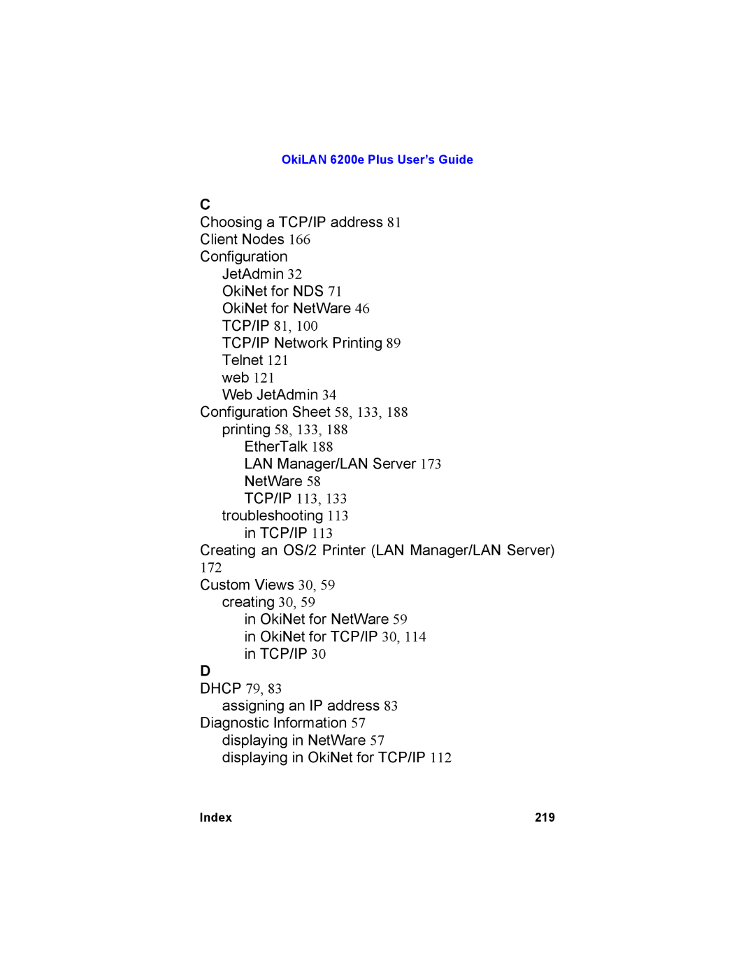 Oki 6200E manual LAN Manager/LAN Server 173 NetWare 