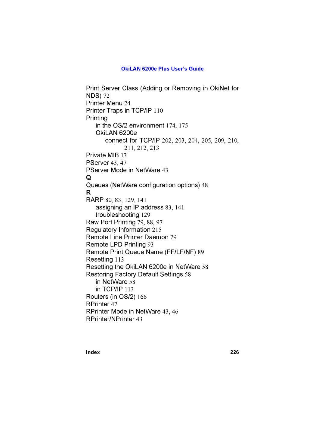 Oki 6200E manual Connect for TCP/IP 202, 203, 204, 205, 209, 210, 211, 212 