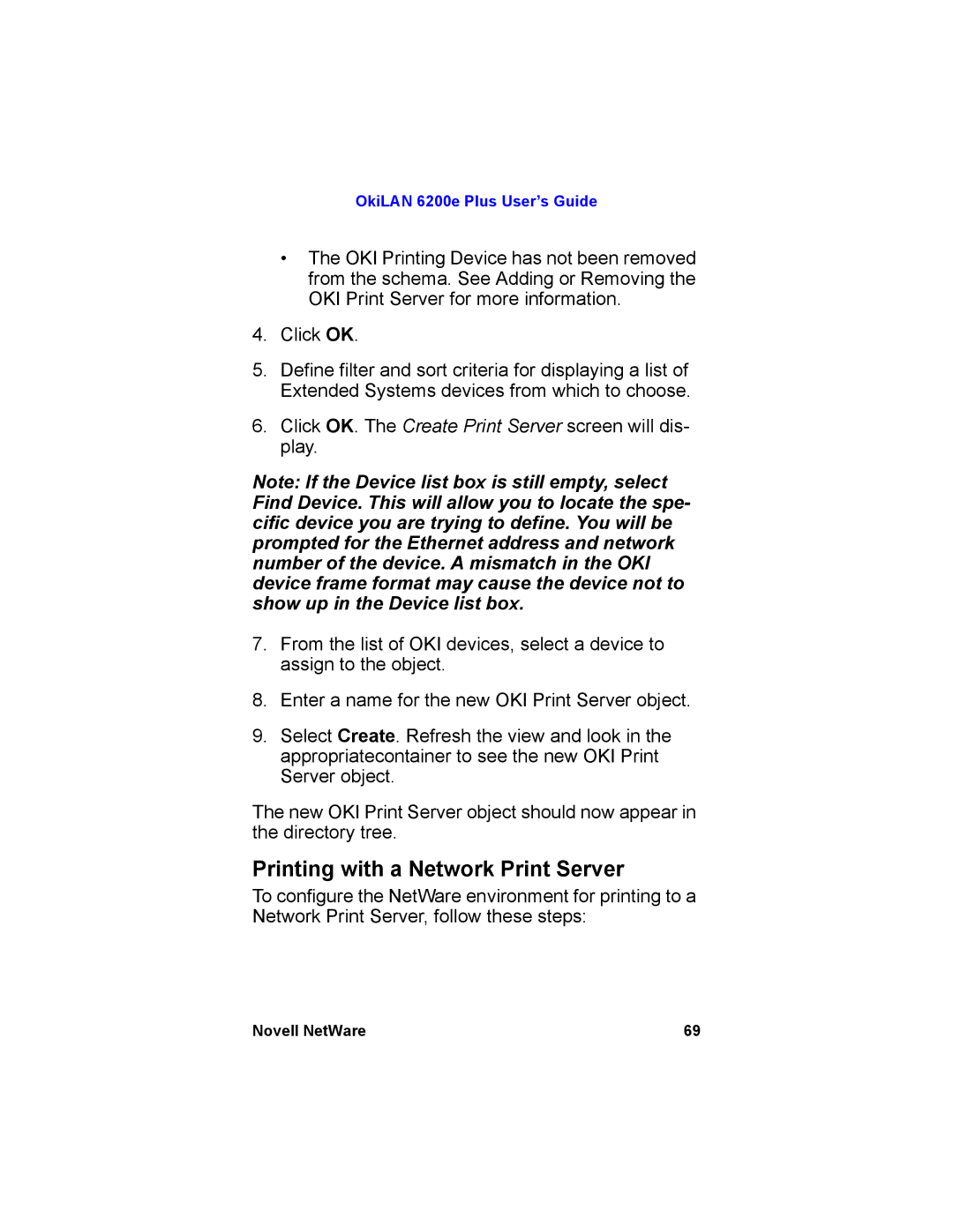 Oki 6200E manual Printing with a Network Print Server 