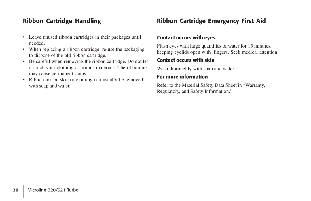 Oki 62411601, 320 manual Contact occurs with eyes, Contact occurs with skin, For more information 