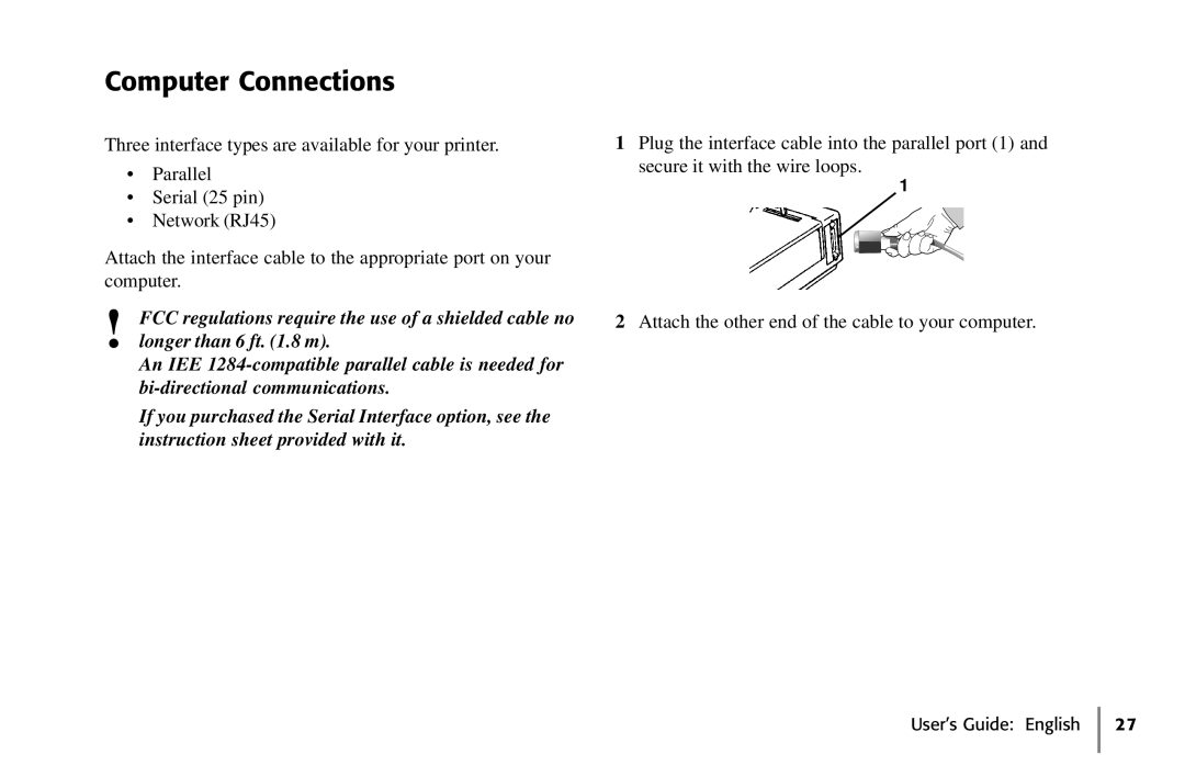 Oki 320, 62411601 manual Computer Connections 