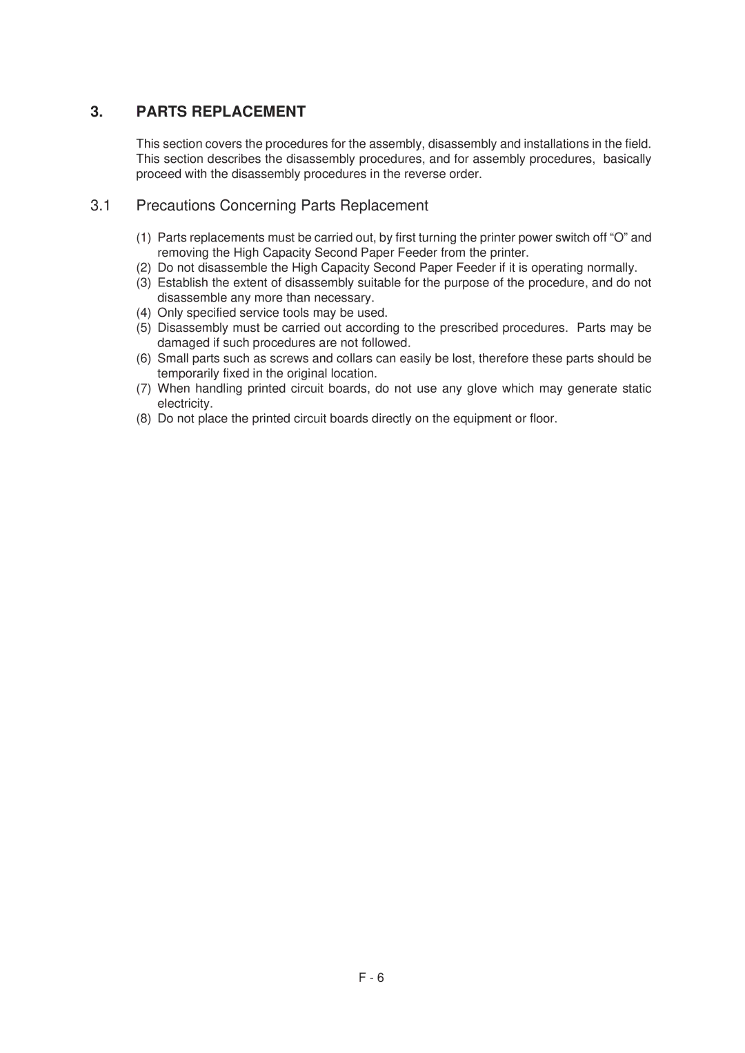 Oki 6E, 6ex specifications Parts Replacement 