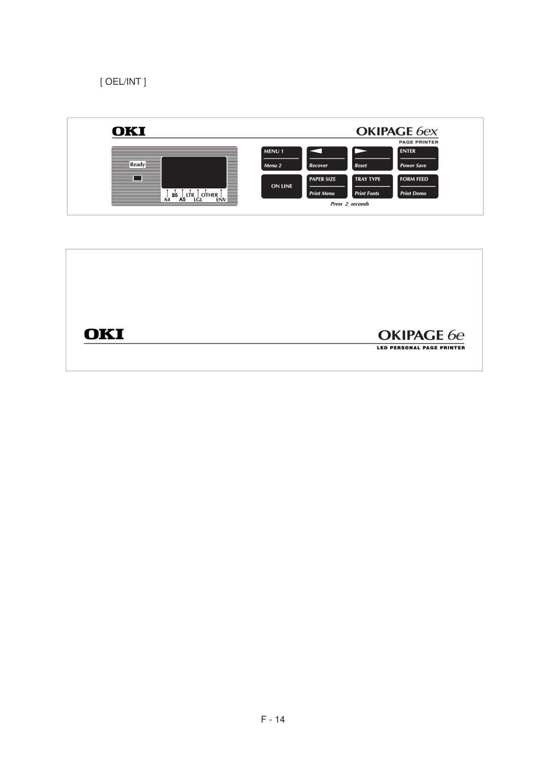 Oki 6E, 6ex specifications Oel/Int 