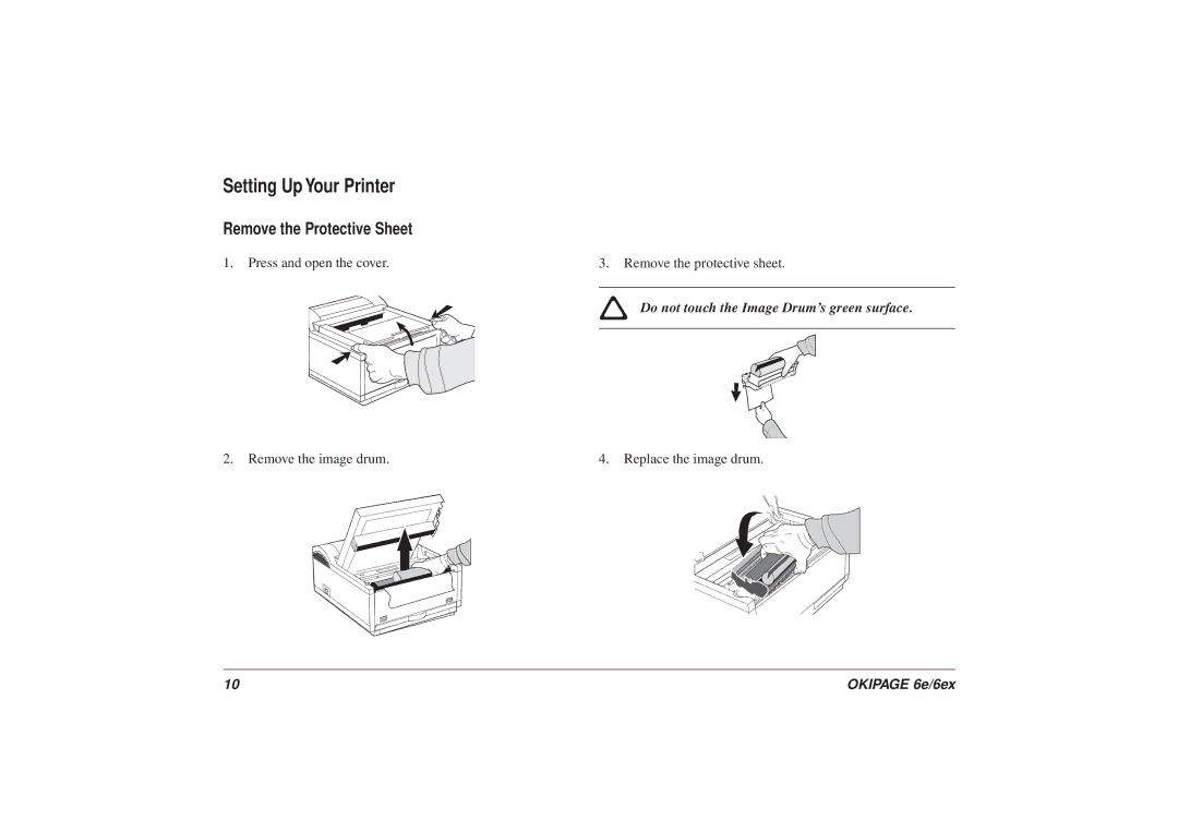 Oki 6ex6 manual Setting Up Your Printer, Remove the Protective Sheet 